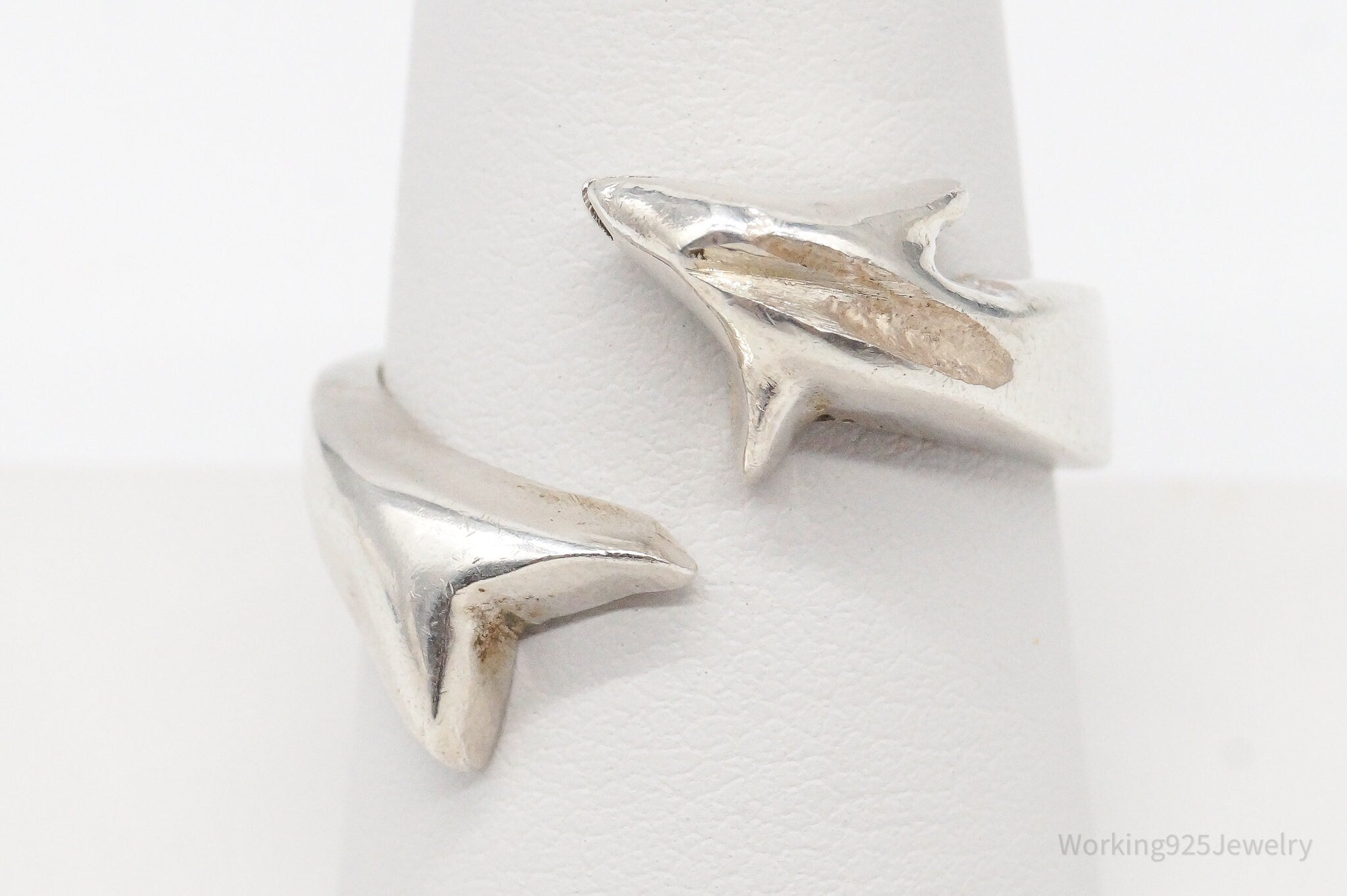 Vintage Mexico Dolphin Sterling Silver Wrap Ring - Size 8.75