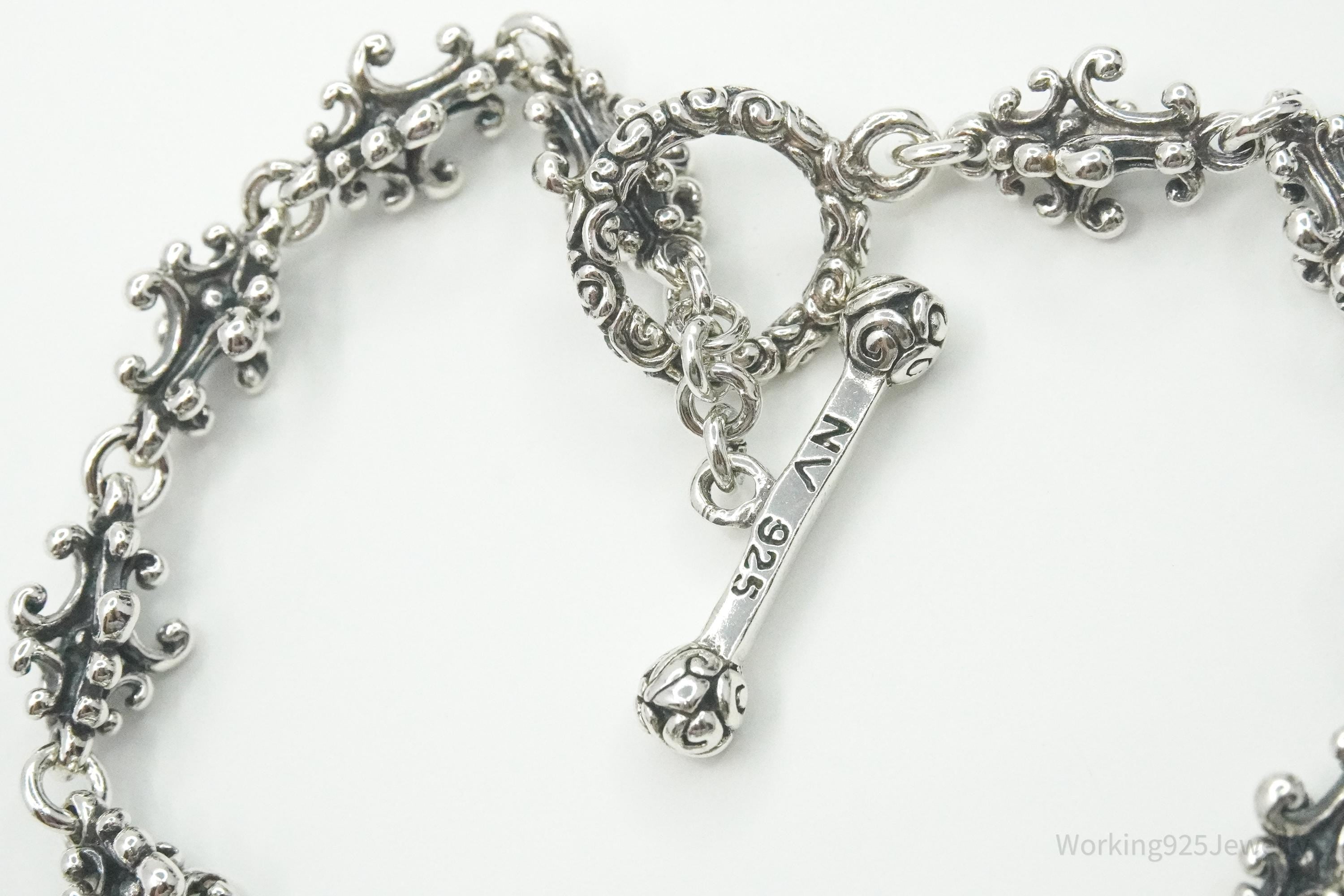 Novica Indonesia NV Balinese Crest Sterling Silver Toggle Bracelet - 7 5/8"