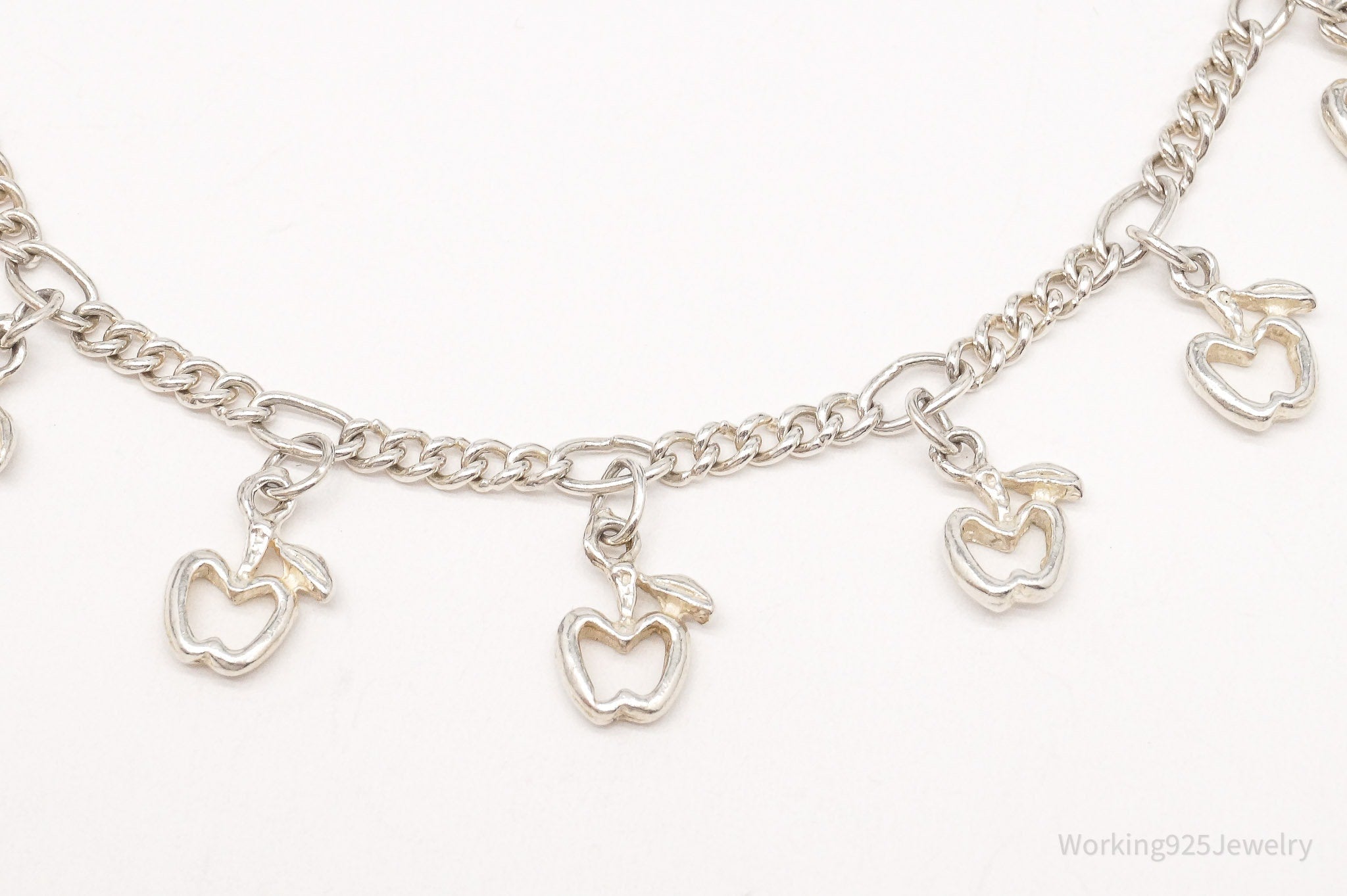 Vintage Apple Charms Sterling Silver Charm Bracelet