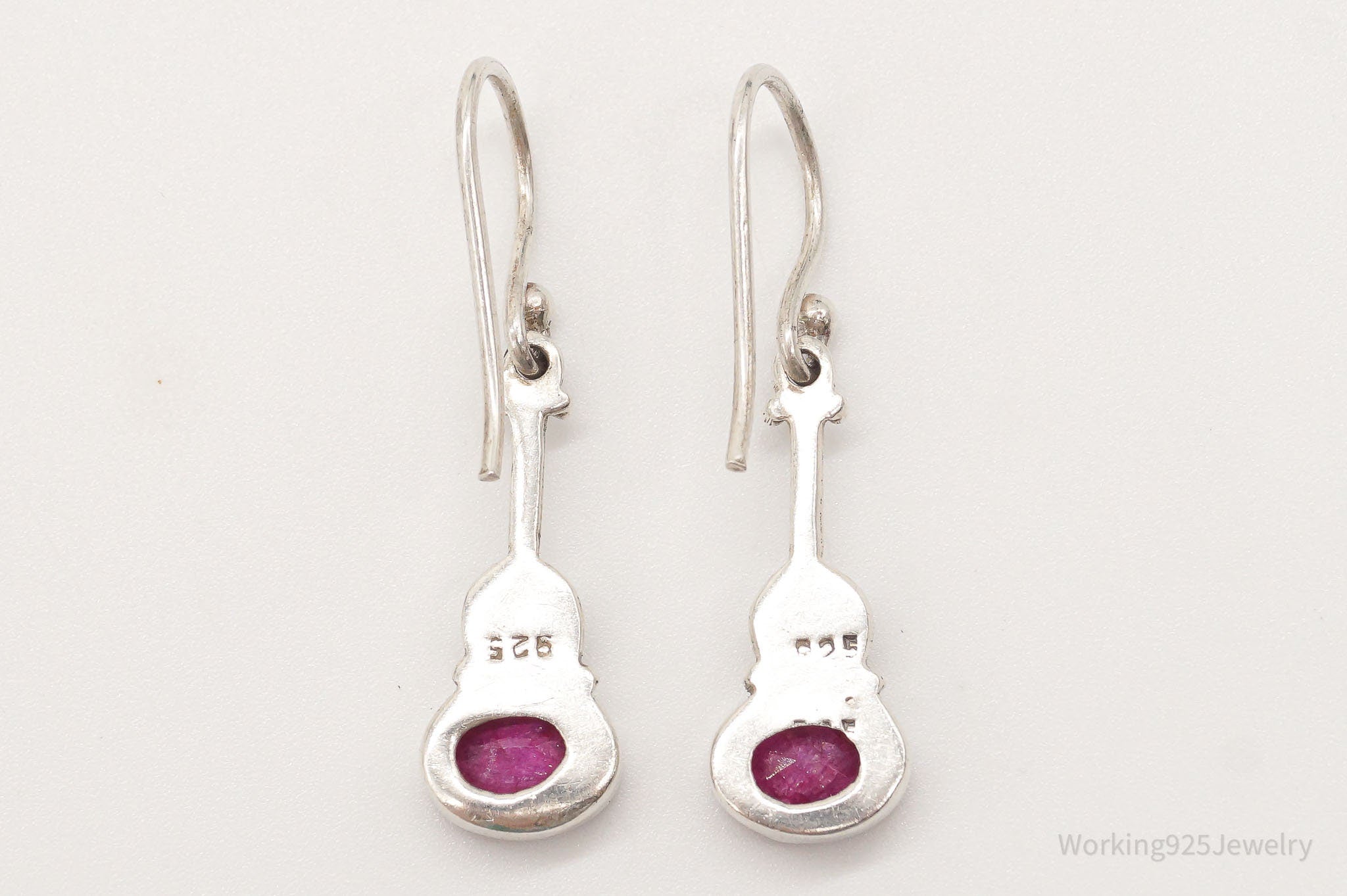 Vintage Ruby Sterling Silver Earrings