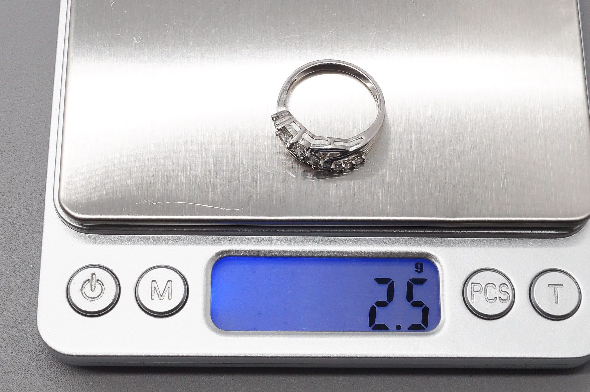 Vintage SUN White Sapphire Sterling Silver Ring - Size 6.75