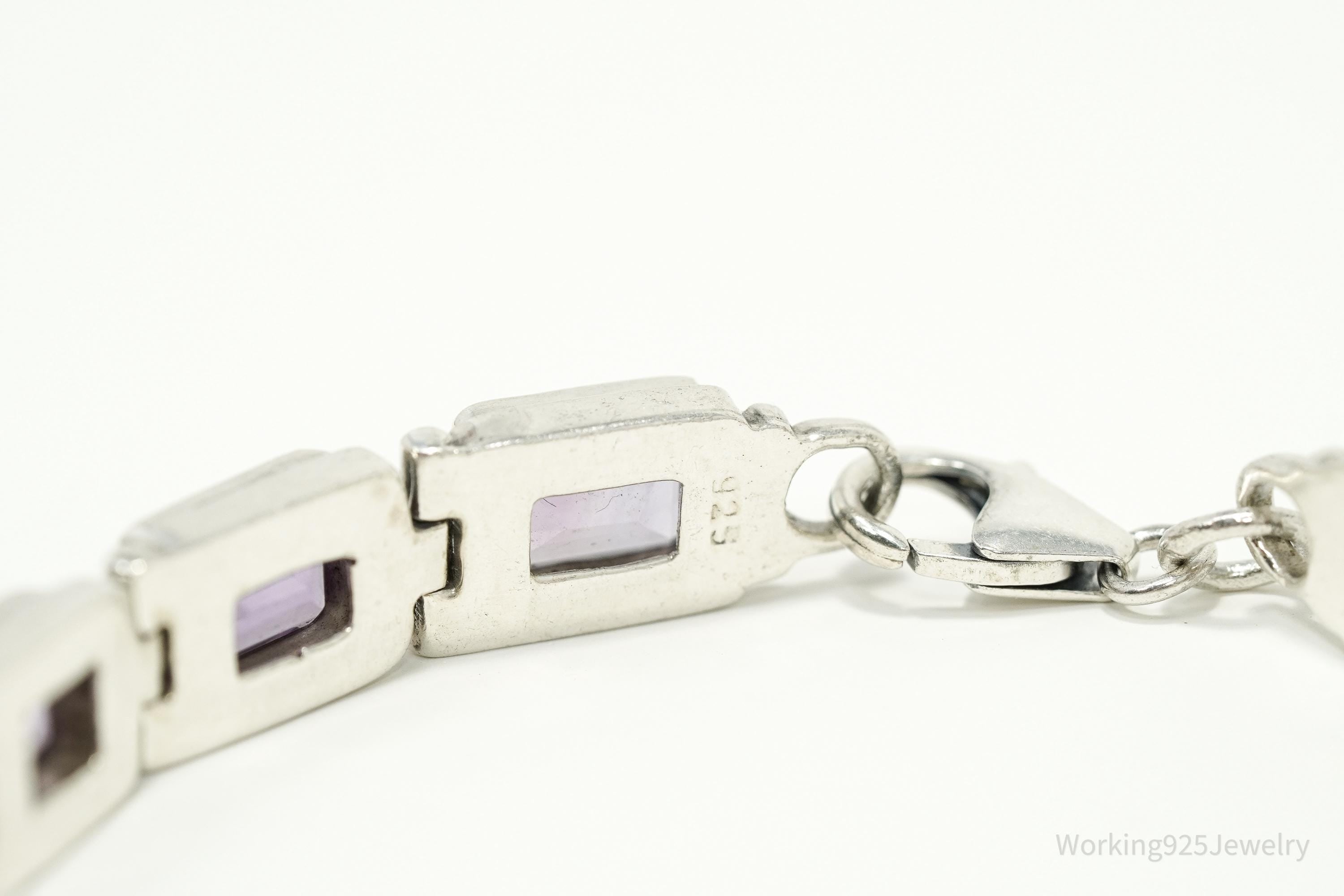 Vintage Purple Amethyst Sterling Silver Bracelet - 7 3/8"