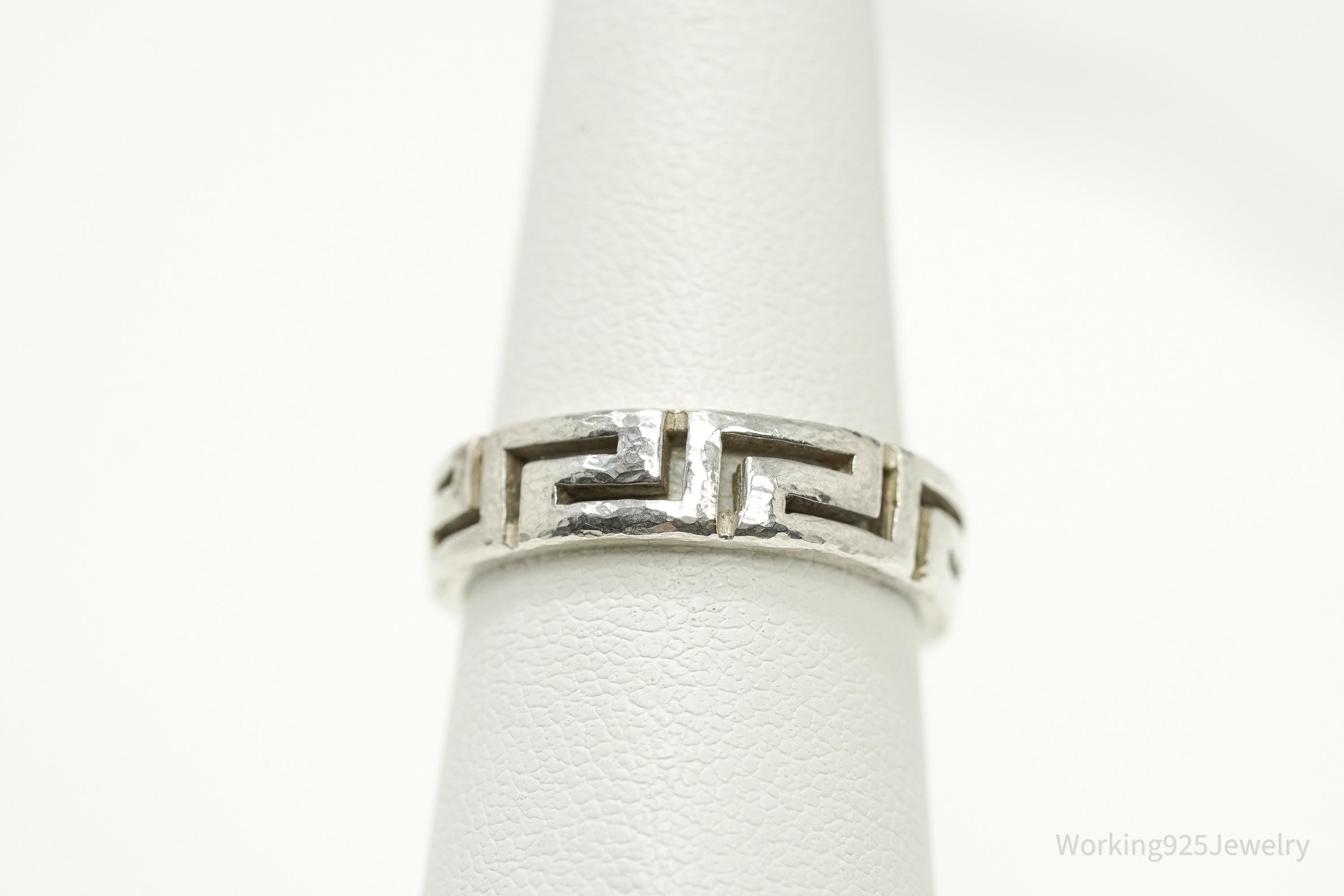 Vintage Greek Key Sterling Silver Band Ring - Size 6.5