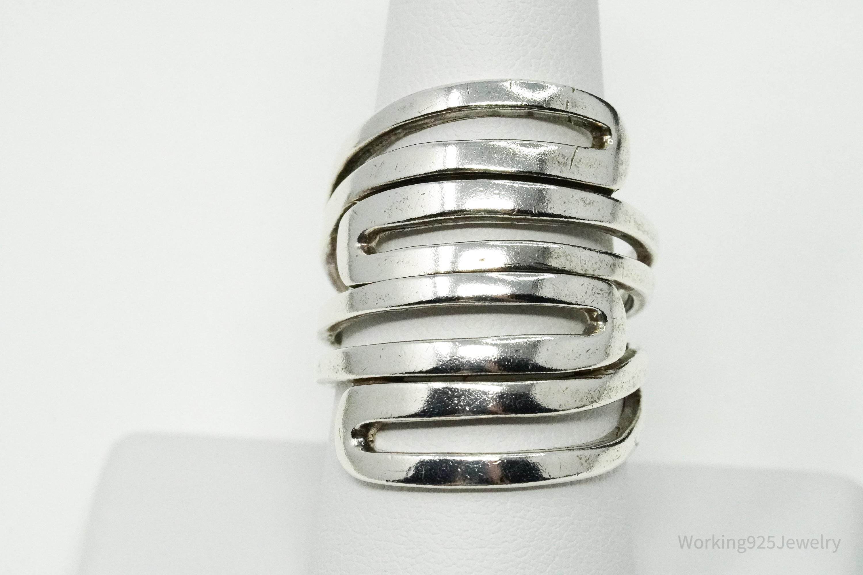 Vintage Designer Silpada "Maze" Modernist Style Sterling Silver Ring - Size 9.25