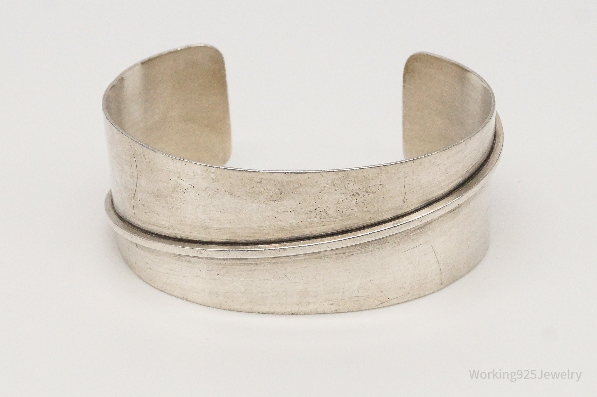 Vintage Modernist Designer Otto Robert Bade Sterling Silver Cuff Bracelet