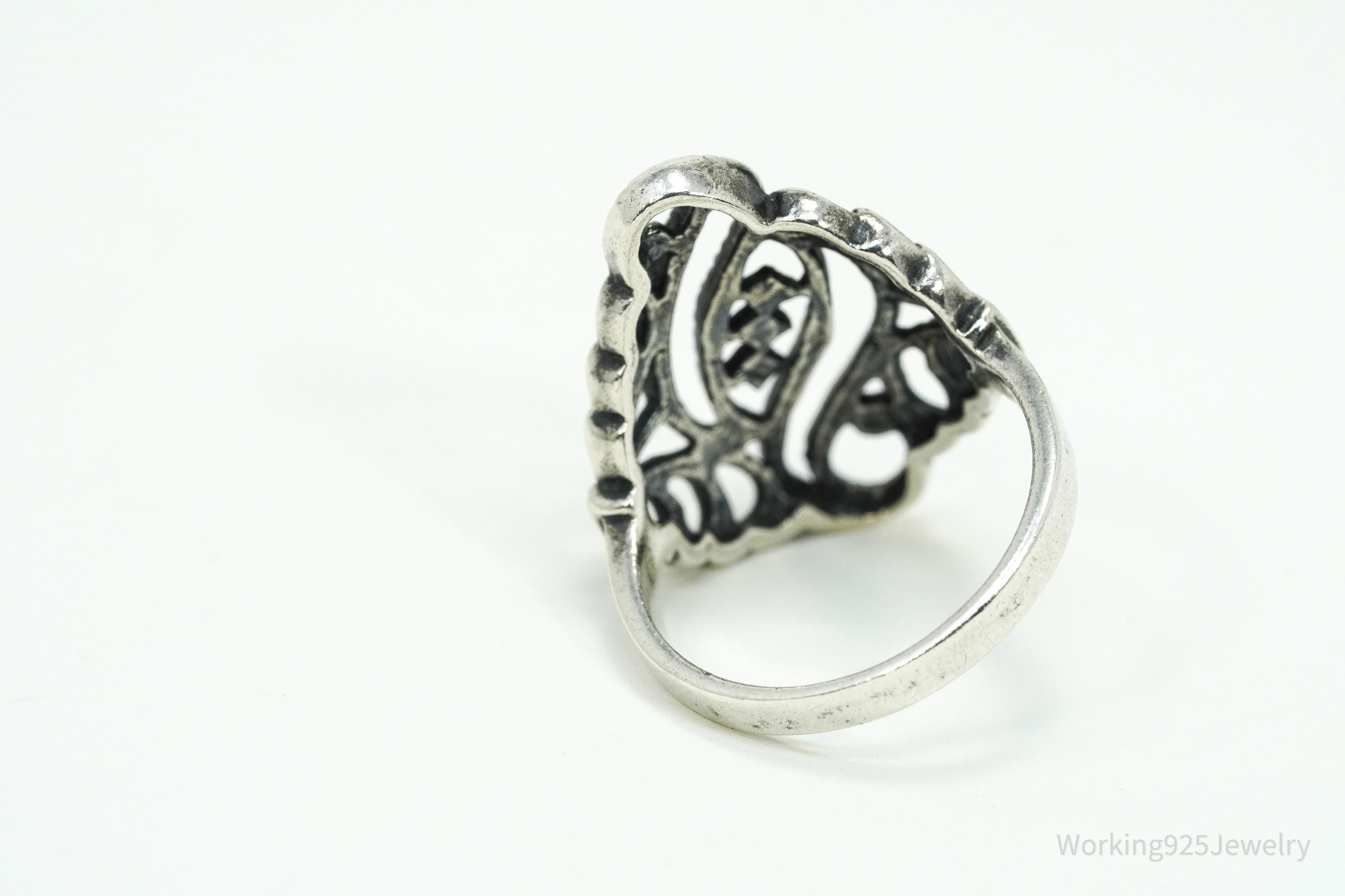 Vintage Filigree Sterling Silver Ring - Size 5.75