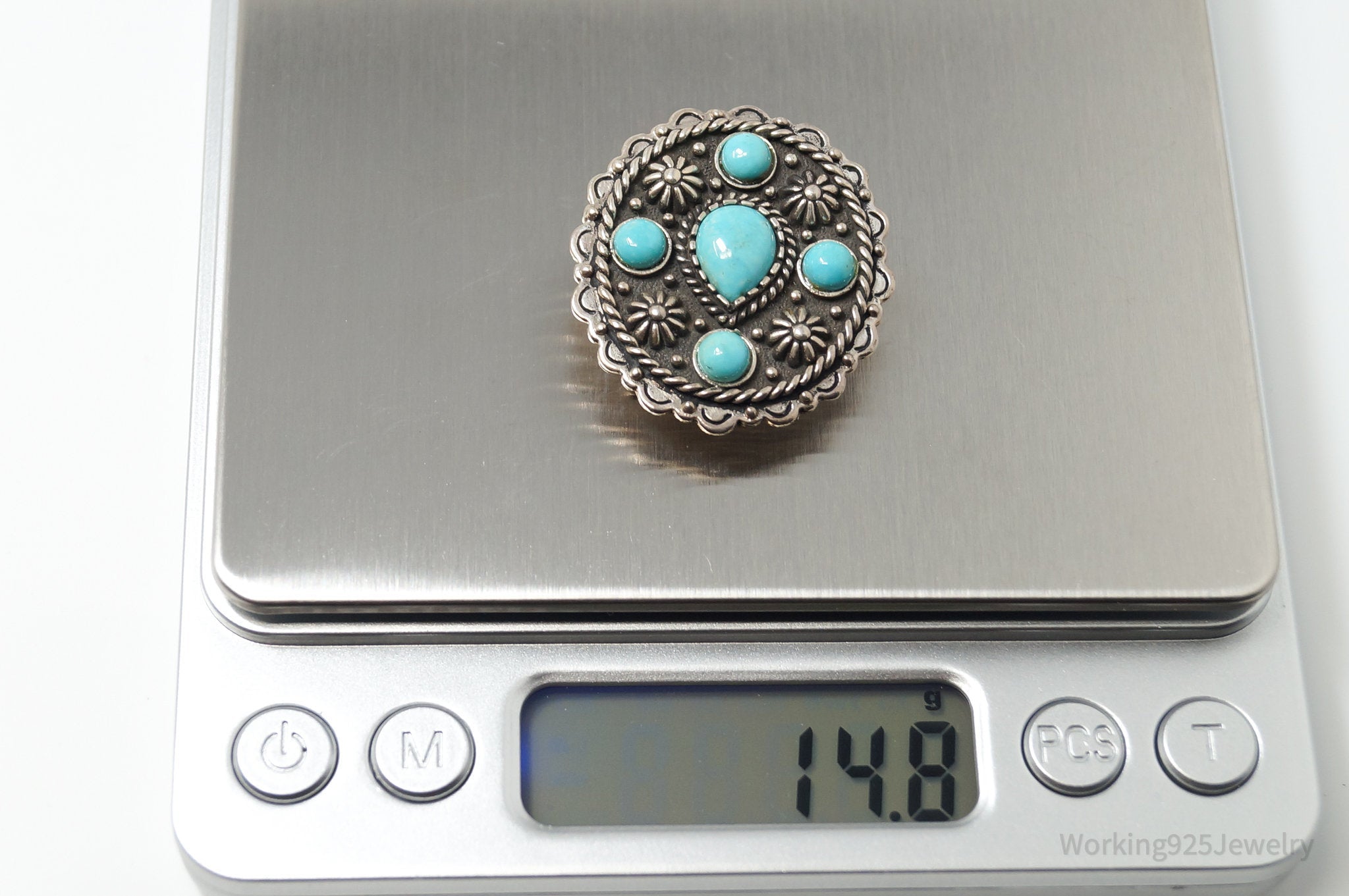 Vtg Anglo Artisan Carol Felley Turquoise Sterling Silver Money Clip???