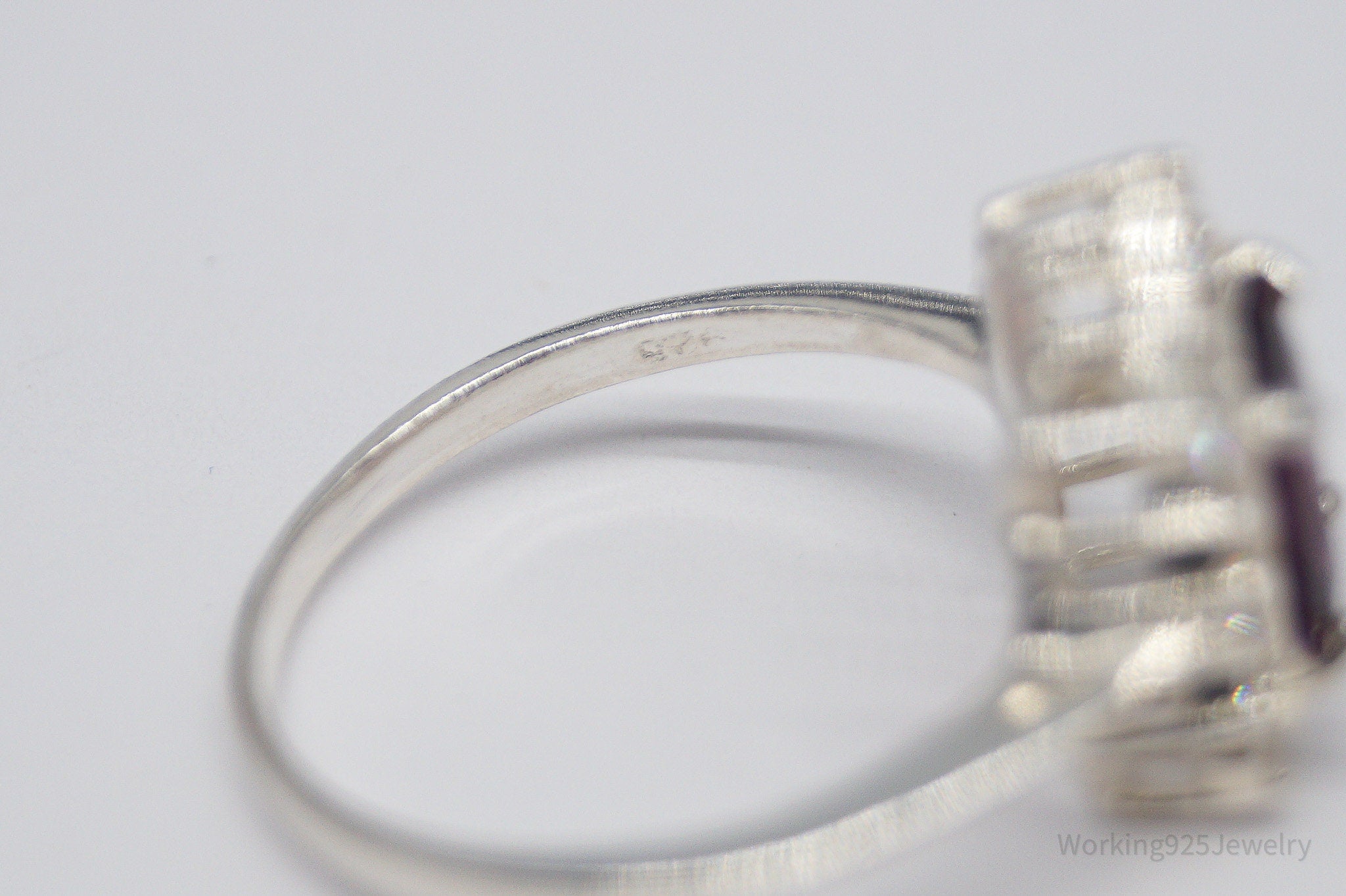 Vintage Amethyst Cubic Zirconia Sterling Silver Ring - Size 8.75