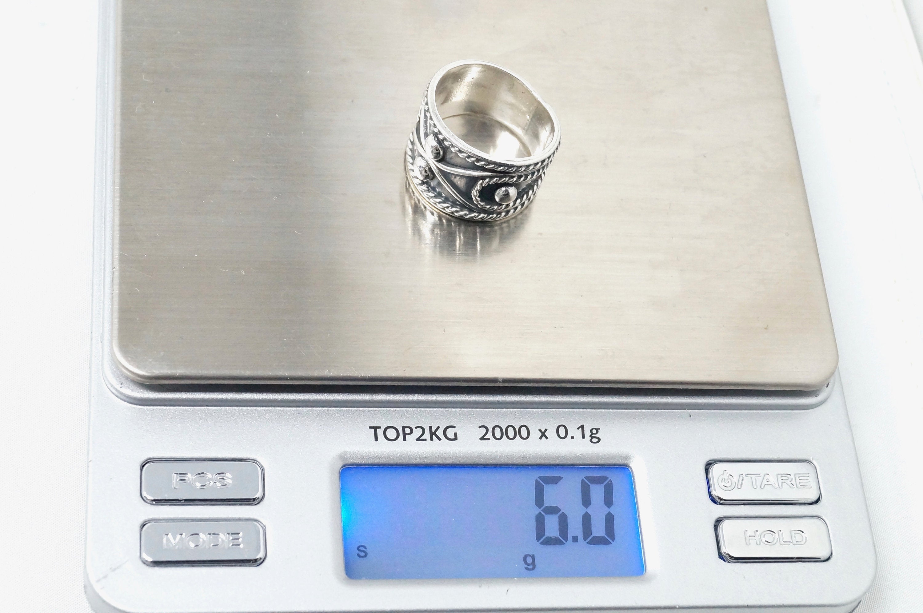 Vintage Mexico Designer Rope Oxidized Sterling Silver Band Ring Sz 6.25