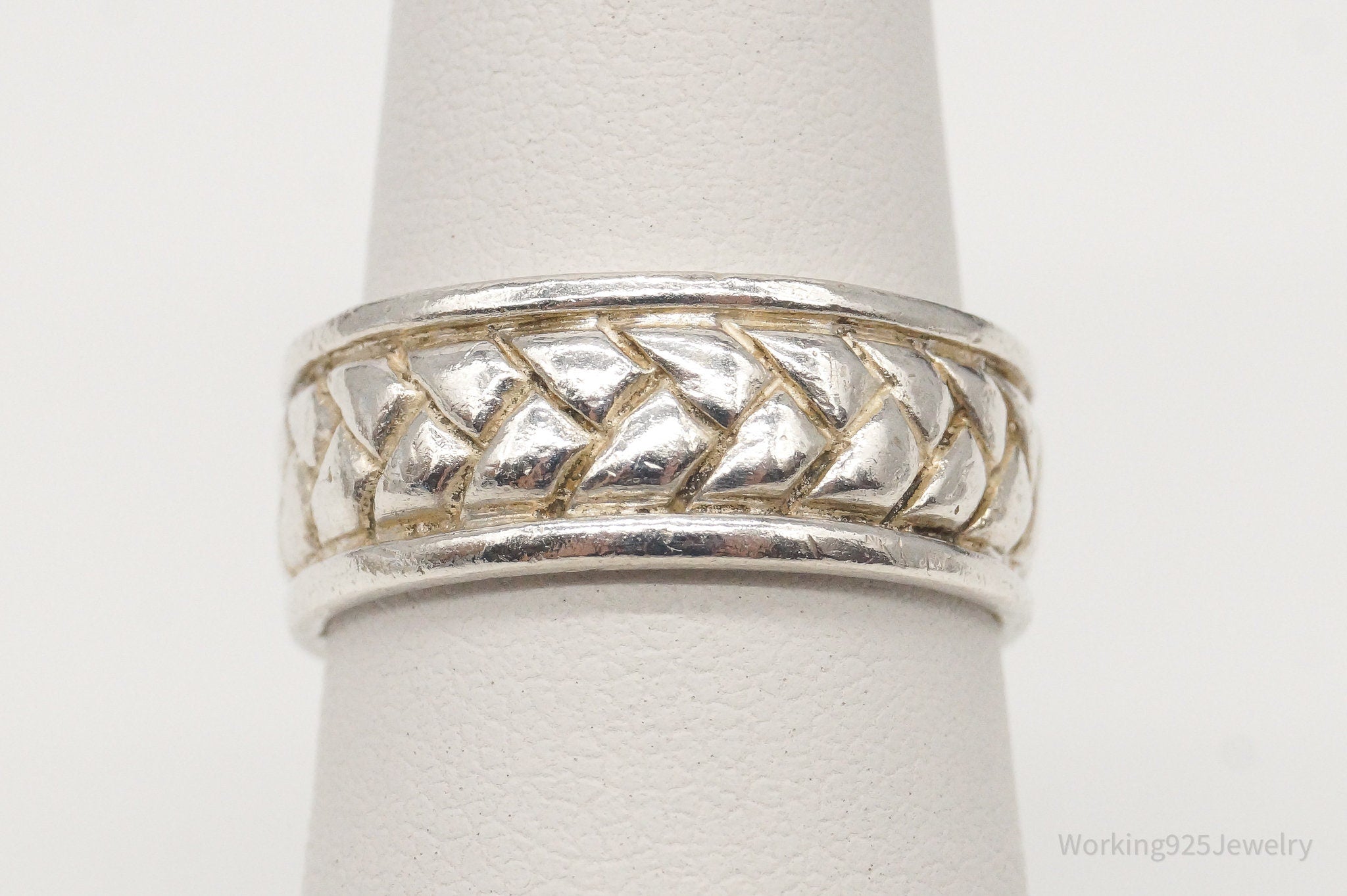 Vintage Weave Braid Sterling Silver Band Ring - Size 6.25