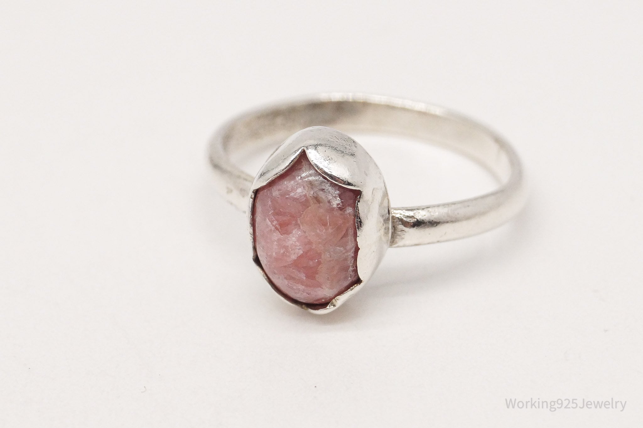 Vintage Pink Rhodochrosite Silver Ring Sizer 3.75