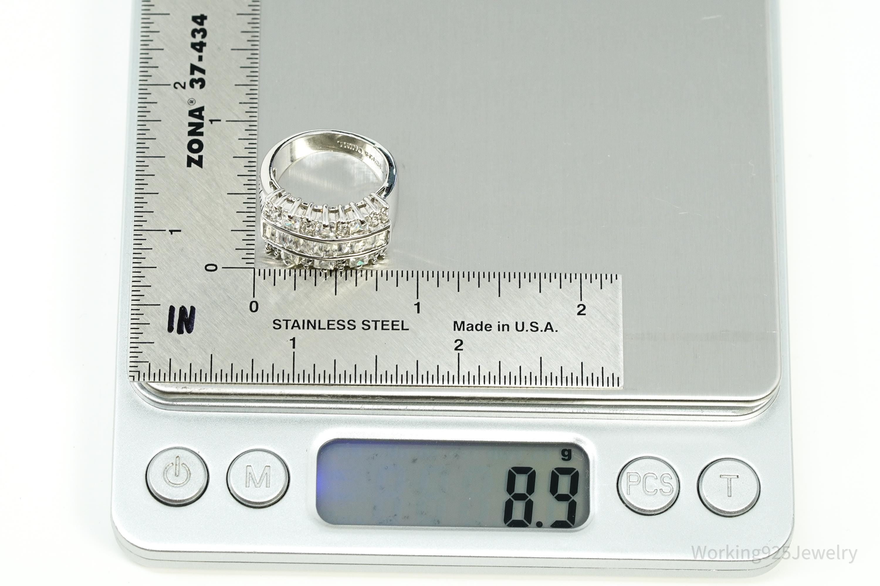 Vintage Cubic Zirconia Sterling Silver Ring - Size 7.25