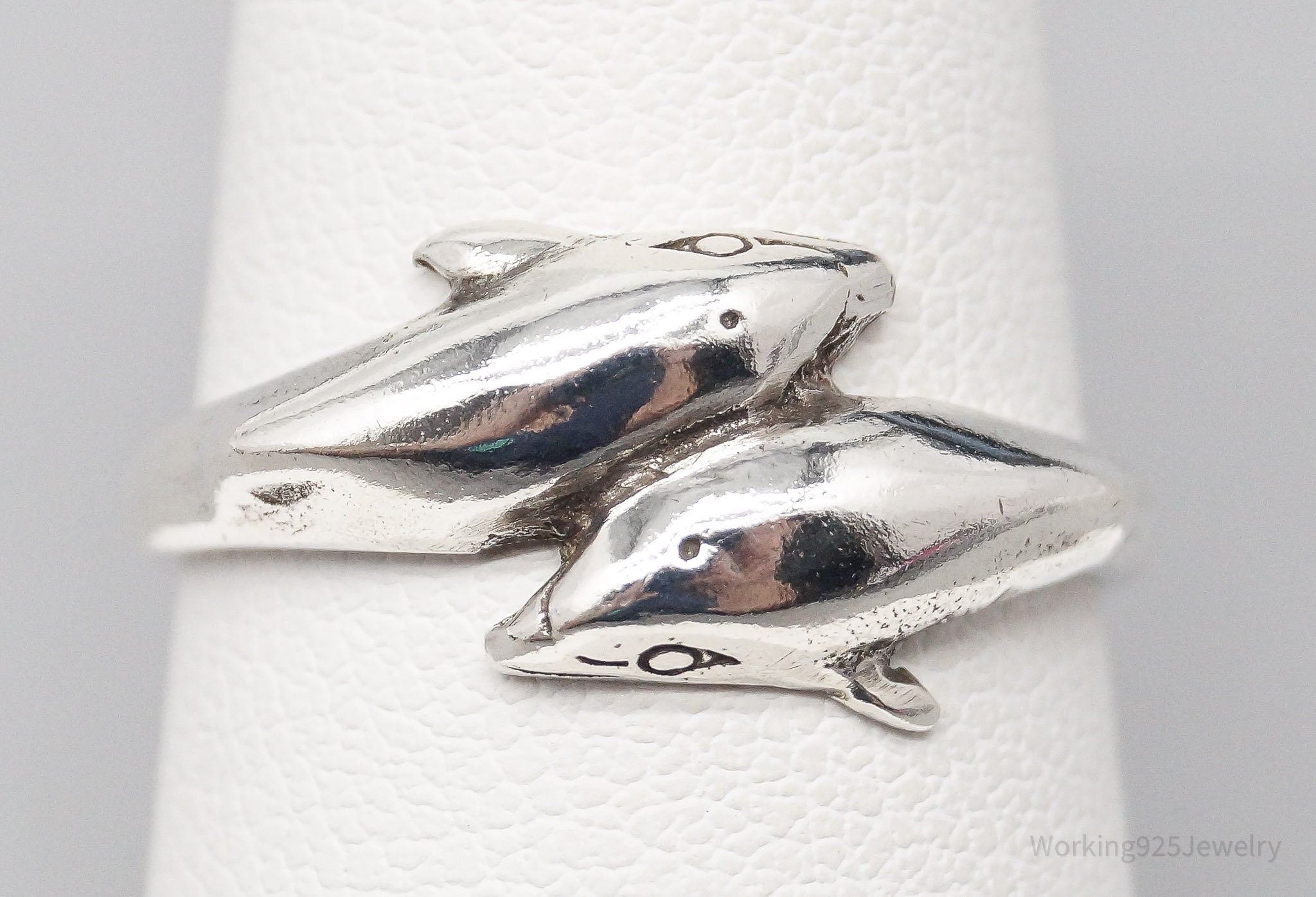 Vintage Dolphins Sterling Silver Ring - Size 7.75