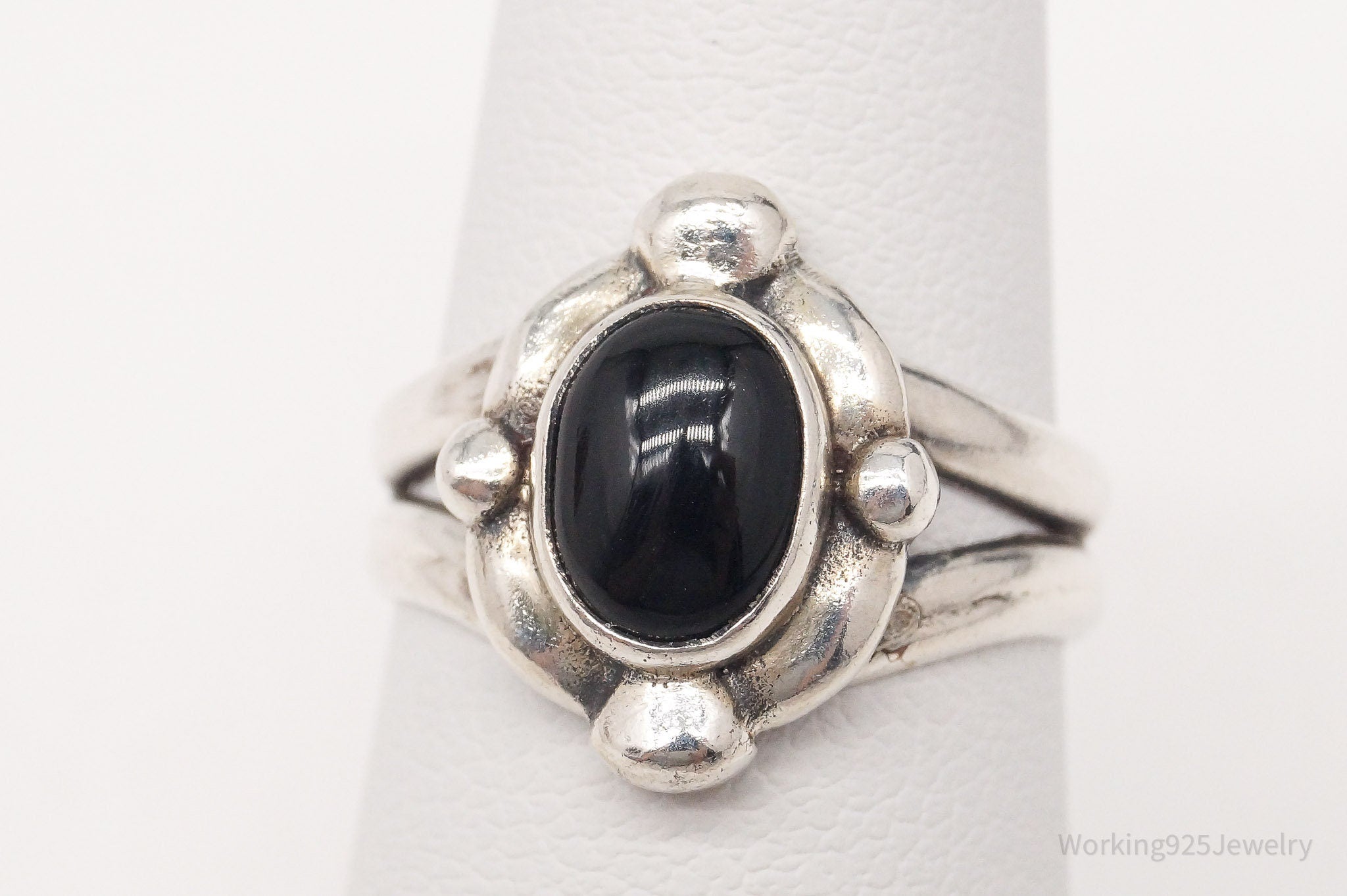 Vintage Designer BOMA Black Onyx Sterling Silver Ring - Size 5.5