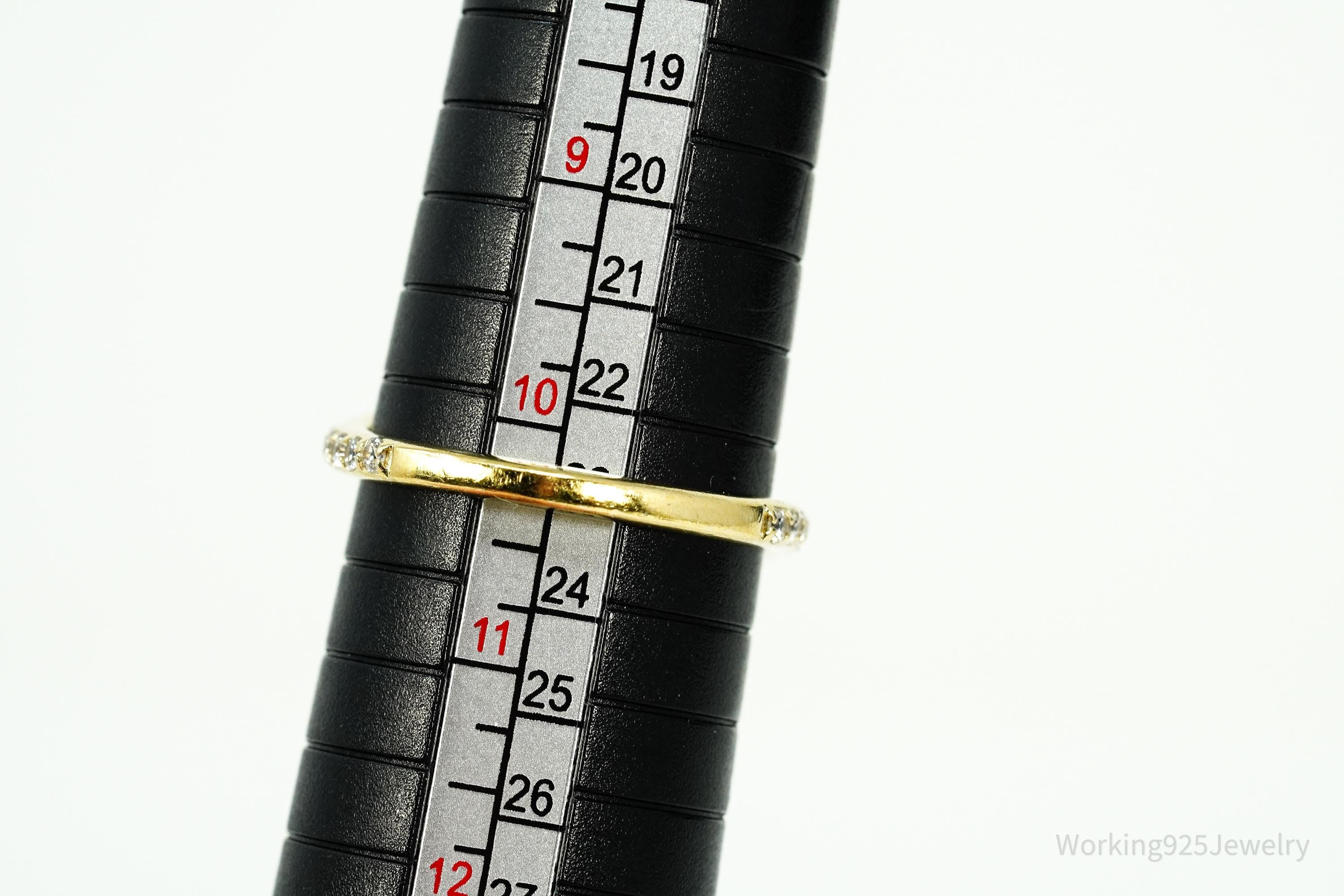 Vintage Jean Dousset Cubic Zirconia Gold Vermeil Sterling Silver Ring - Size 10.25