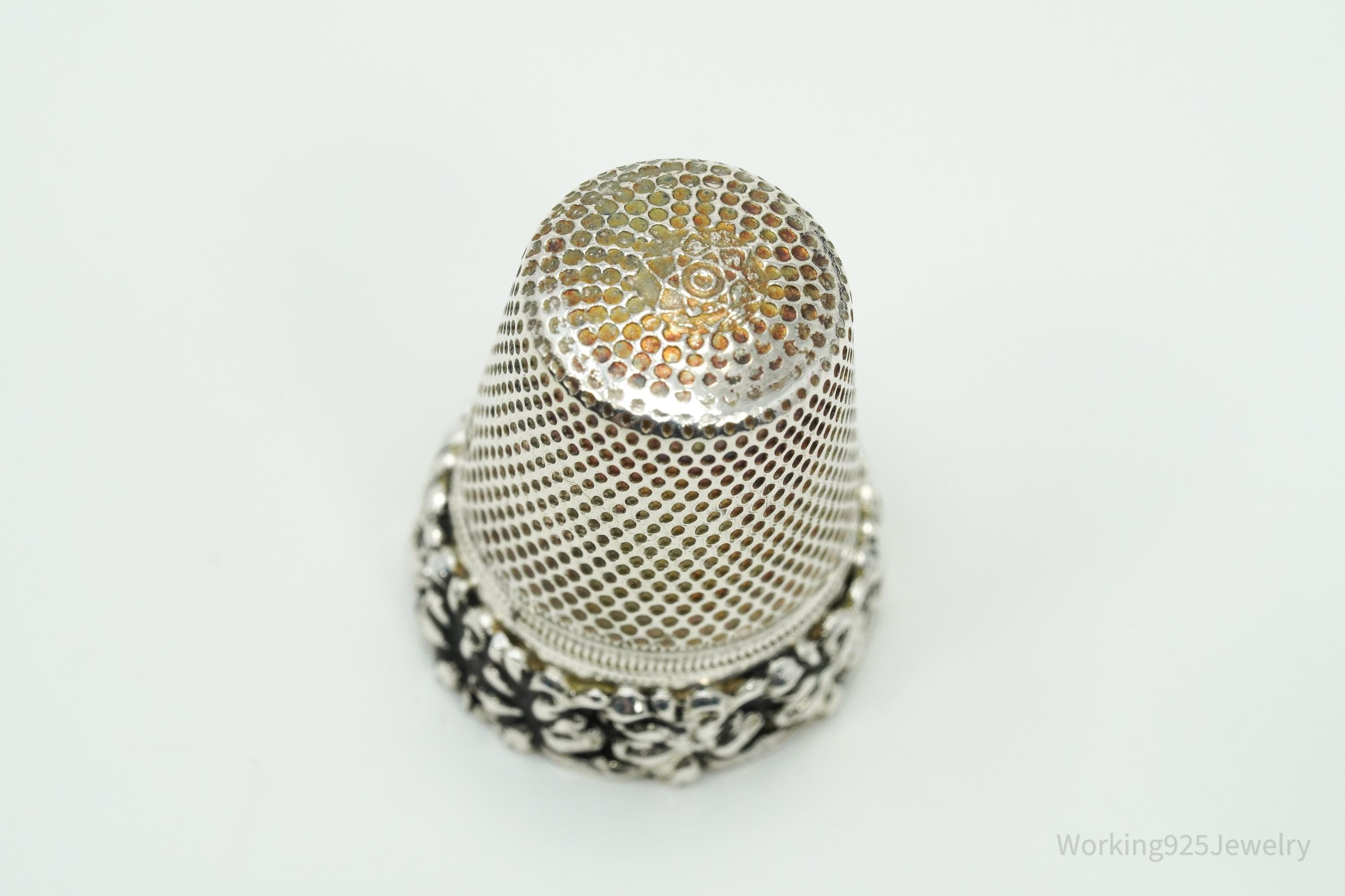 Antique German Sterling Silver Thimble Size 9