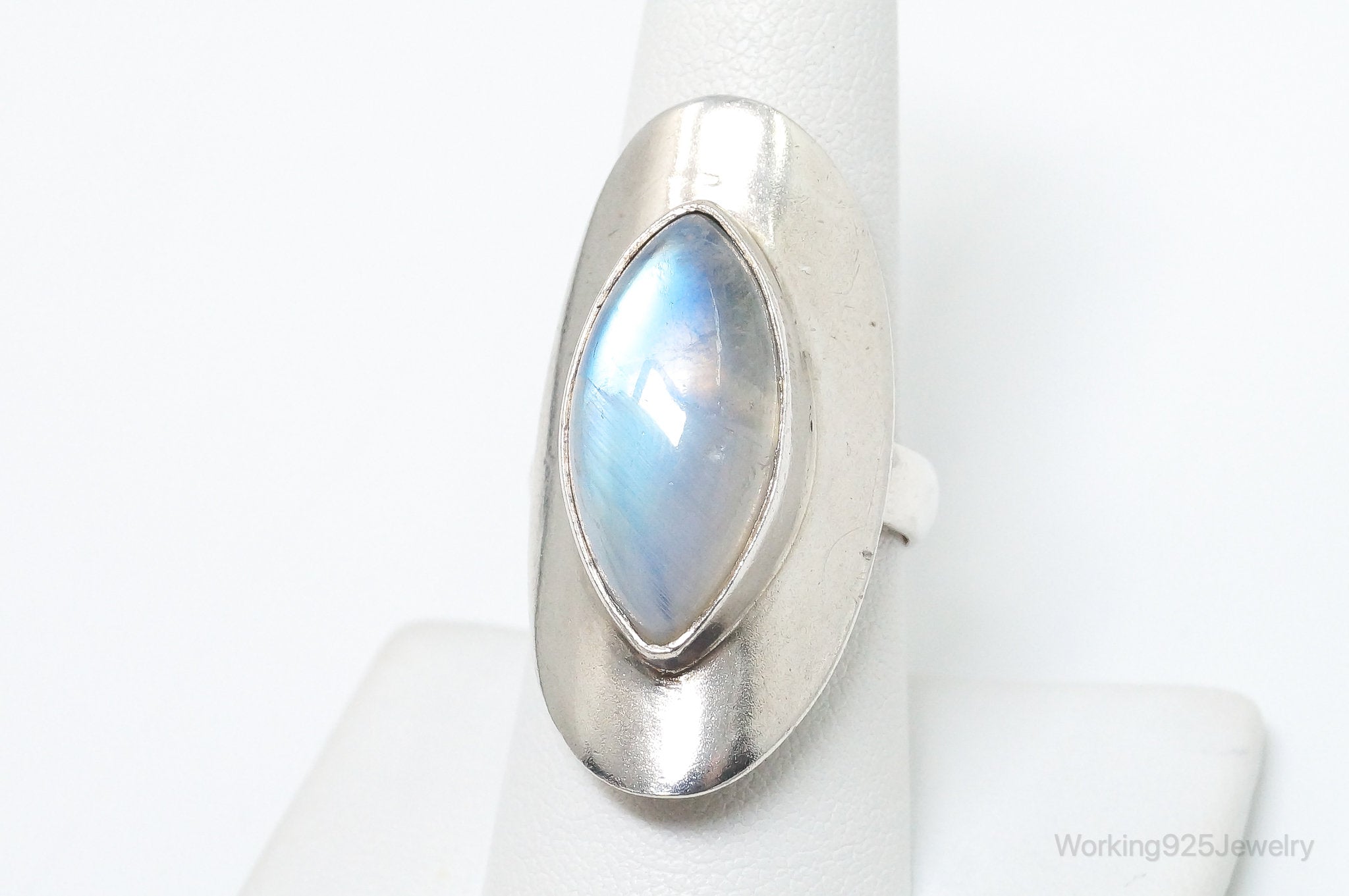 Vintage Moonstone Sterling Silver Ring - Size 8.25 Adjustable