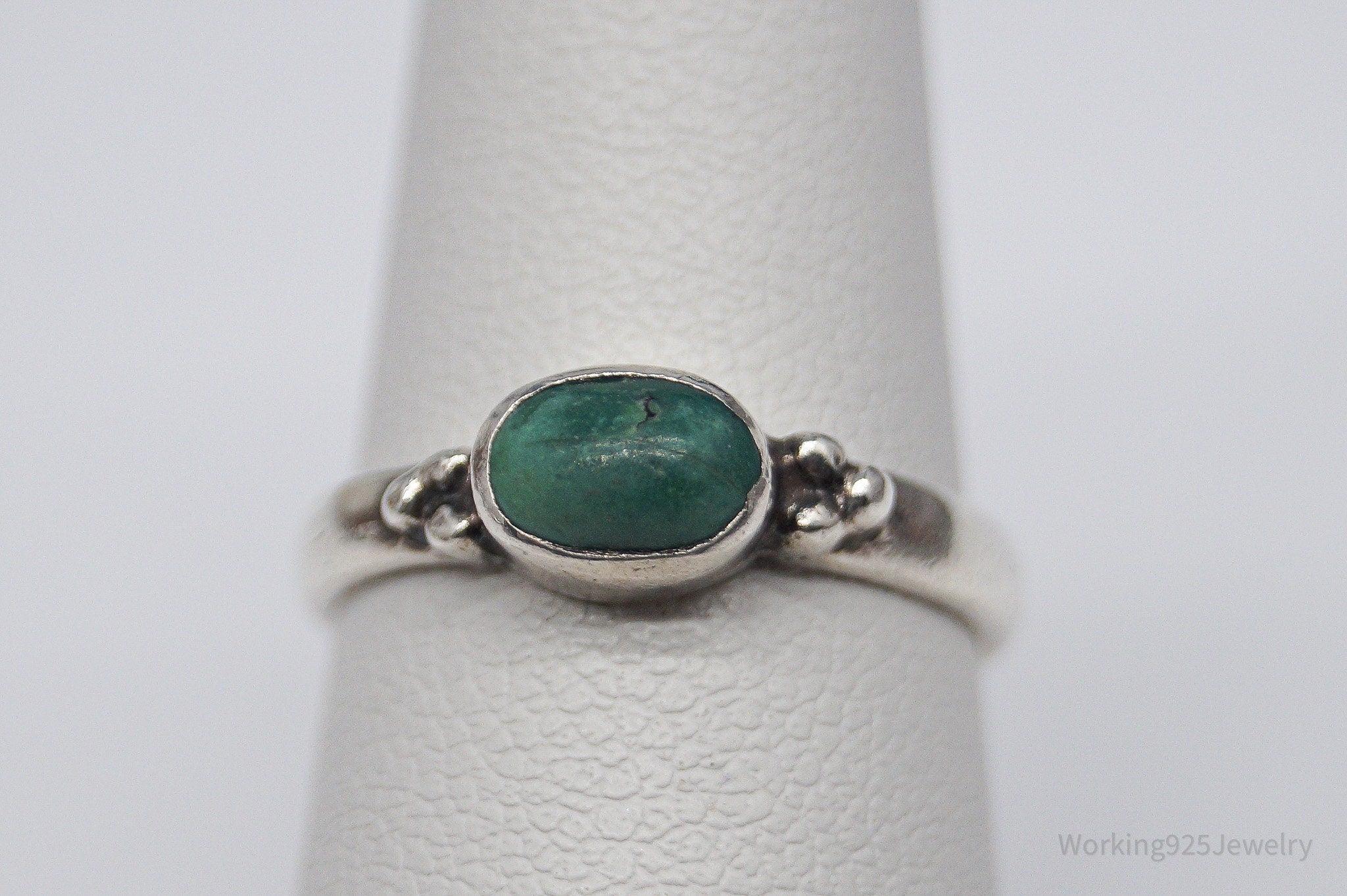 Vintage Handmade Native American Turquoise Sterling Silver Ring - Size 5.75