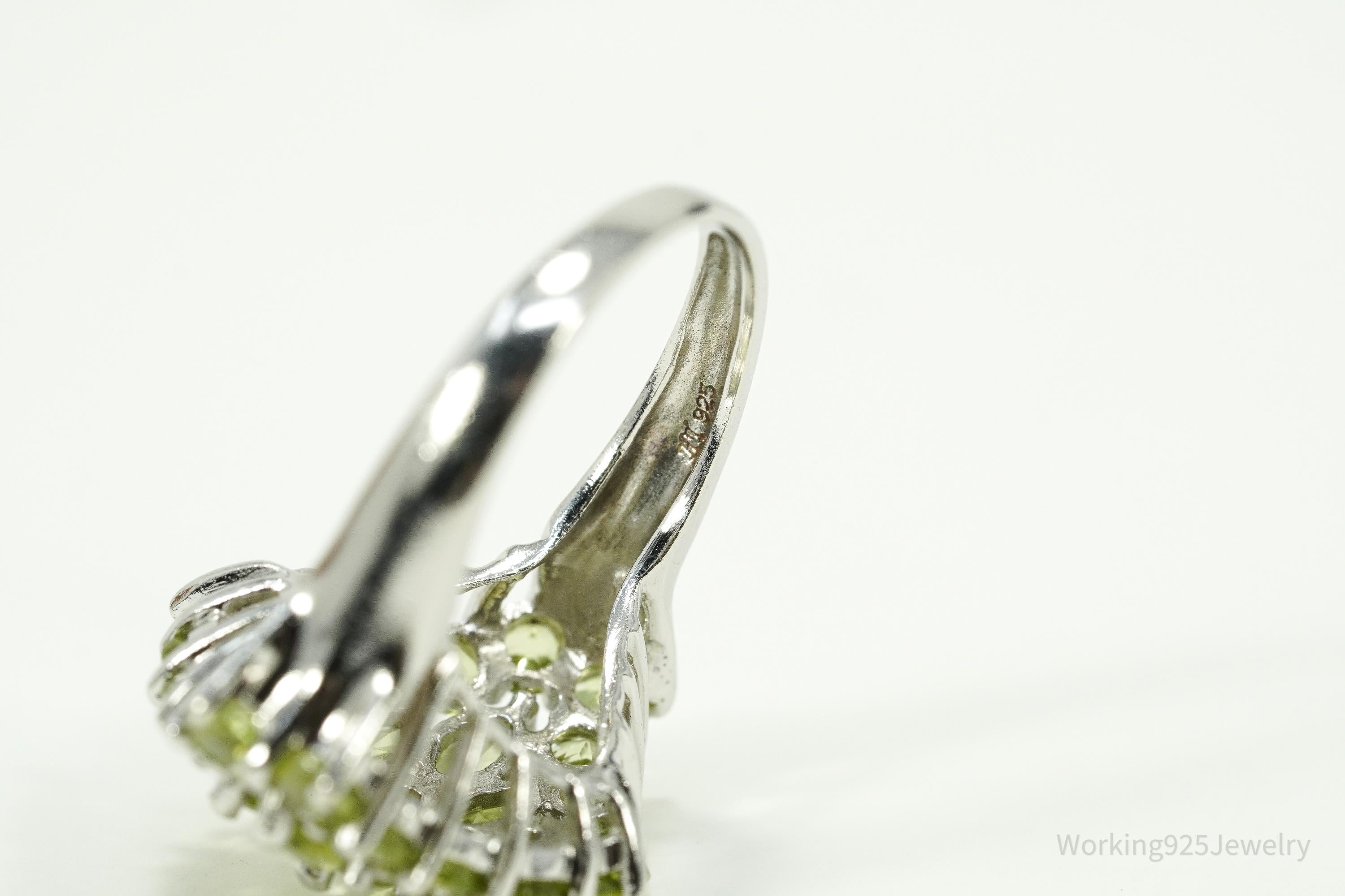 Green Peridot Sterling Silver Ring - Size 8