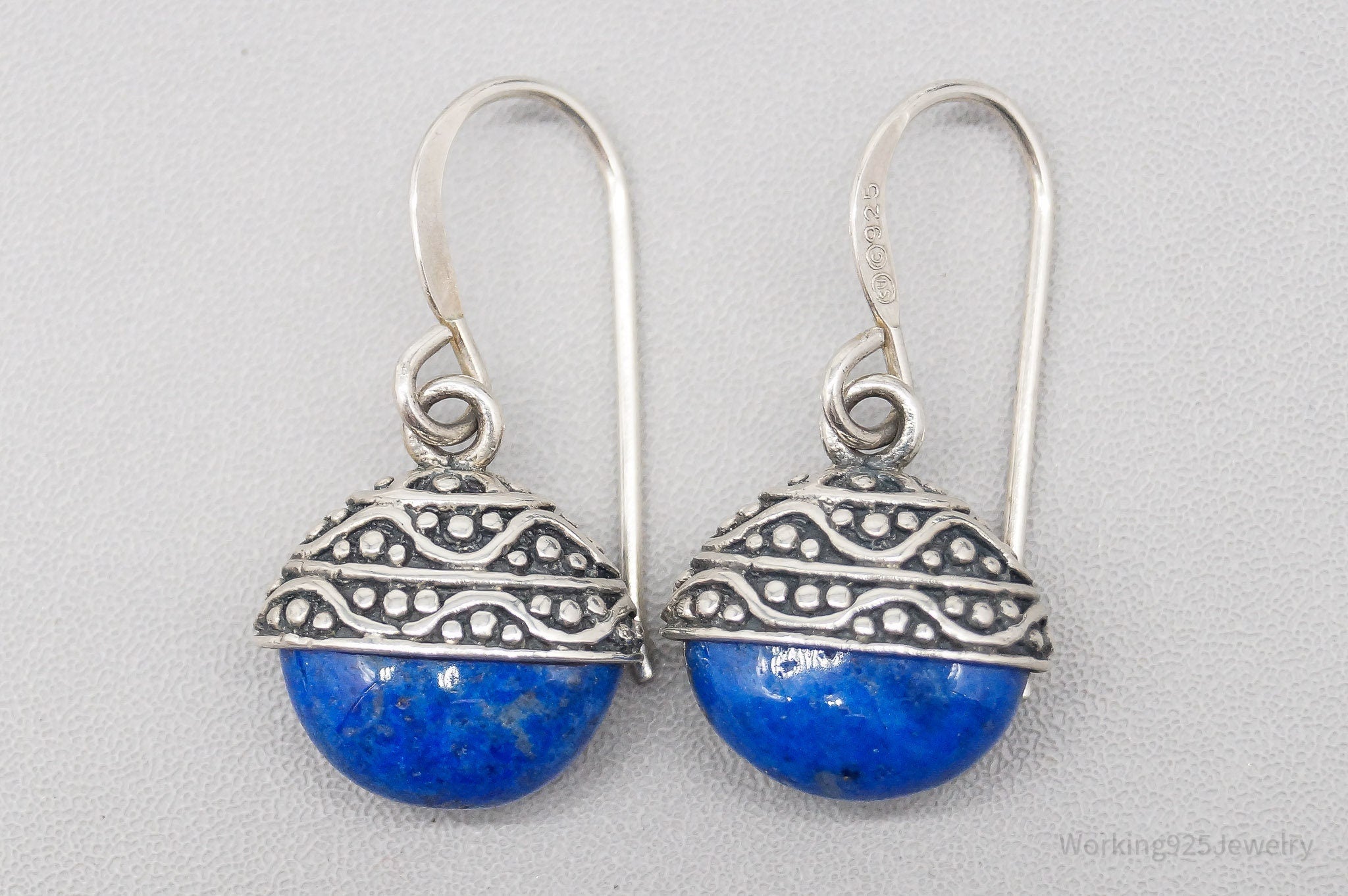 Vintage Blue Lapis Lazuli Southwestern Sterling Silver Earrings