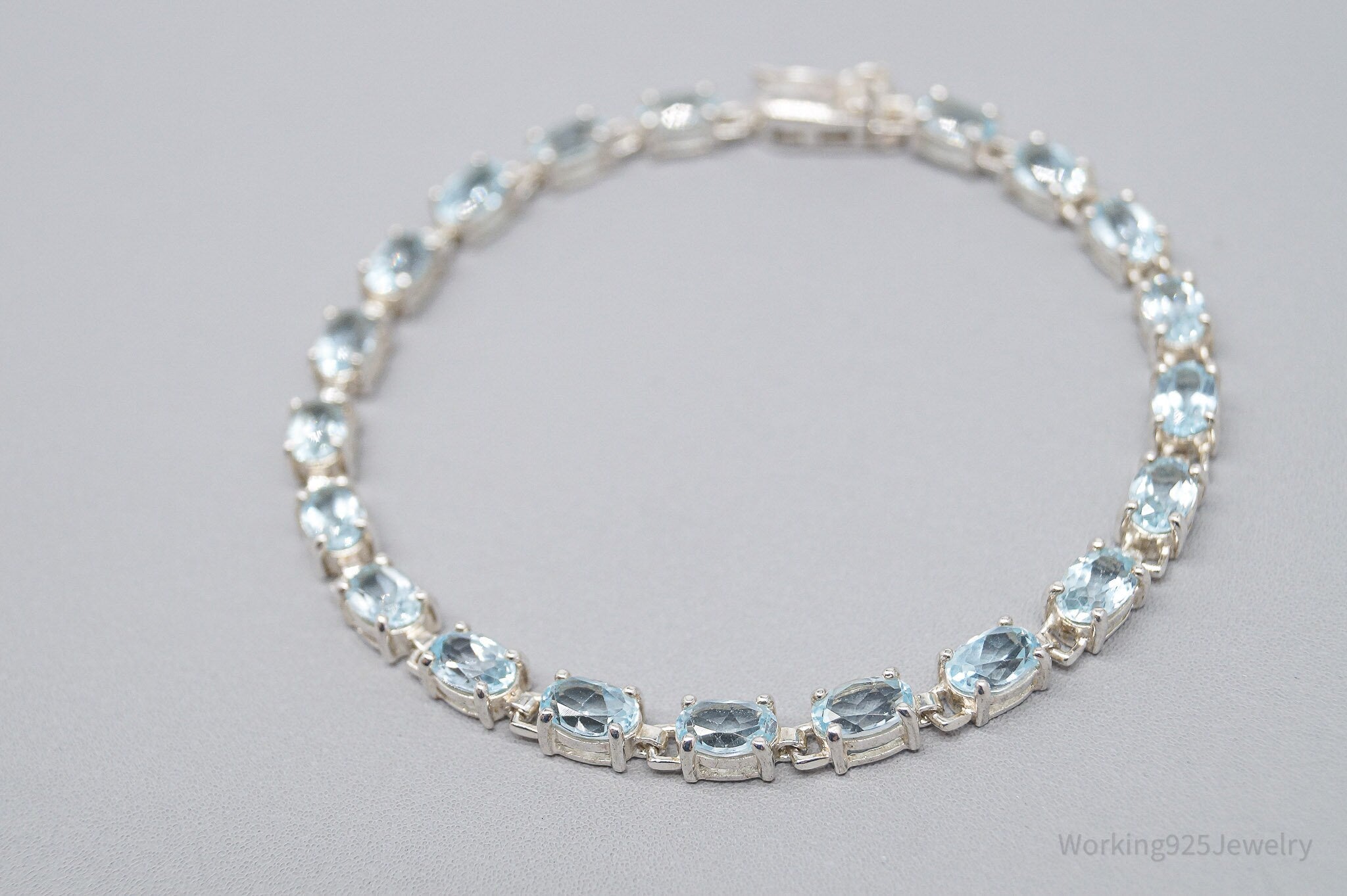 Vintage Ross Simons Blue Topaz Sterling Silver Bracelet 7 3/8"