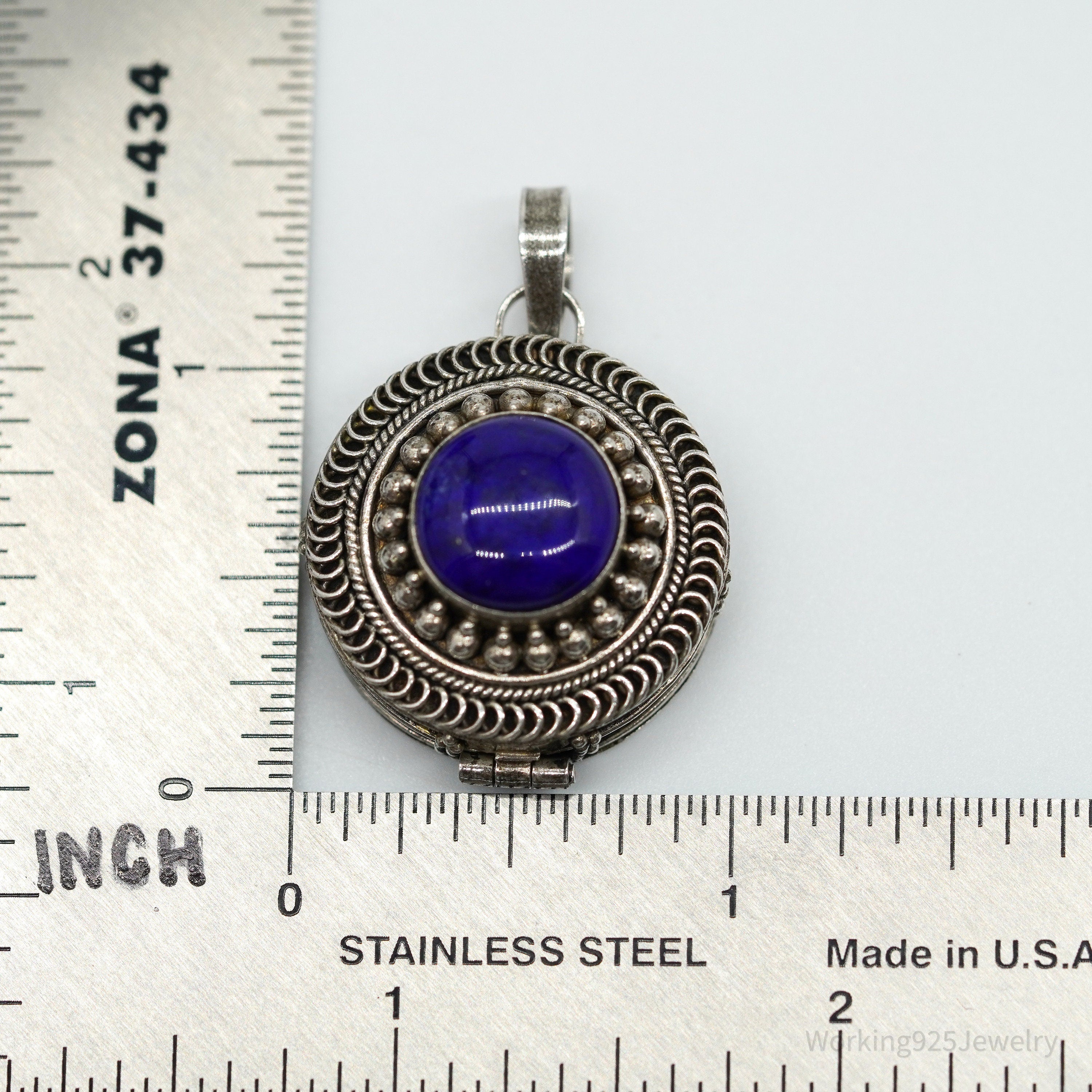 Vintage Lapis Lazuli Locket Silver Pendant