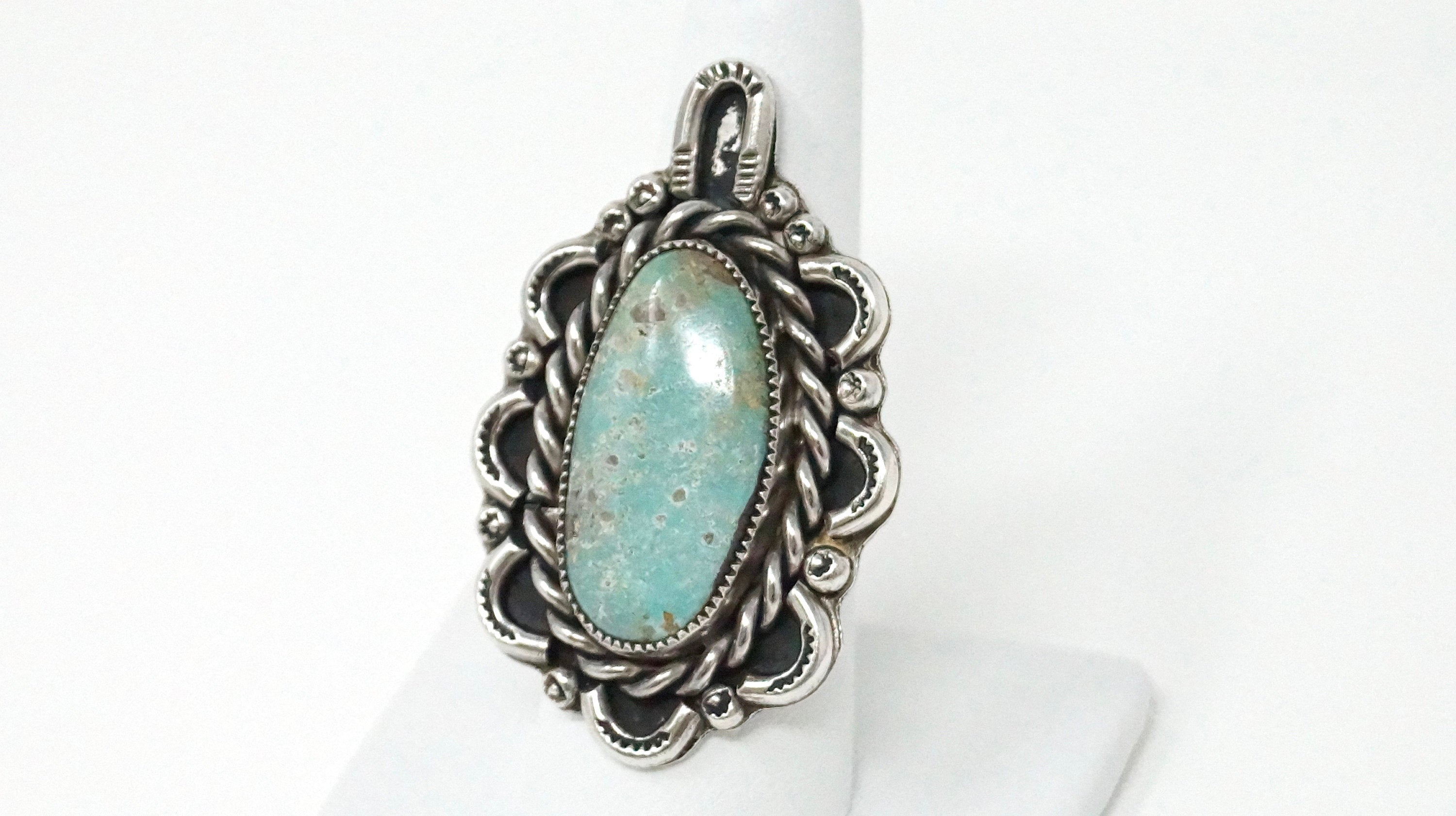 Vtg Native Old Pawn Southwestern Turquoise Handmade Sterling Silver Ring Sz 8