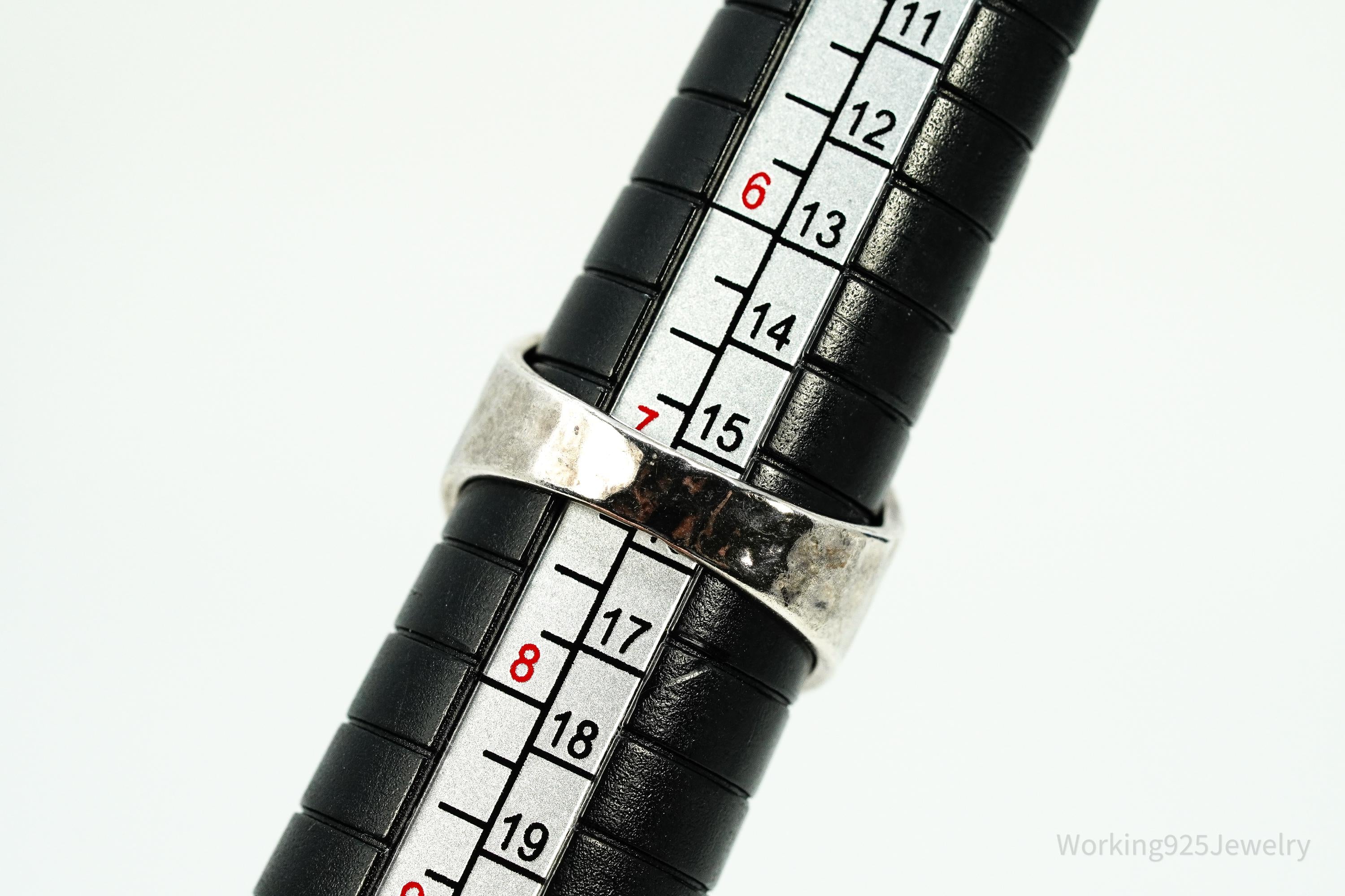 Vintage Malachite Sterling Silver Ring - Size 7.25