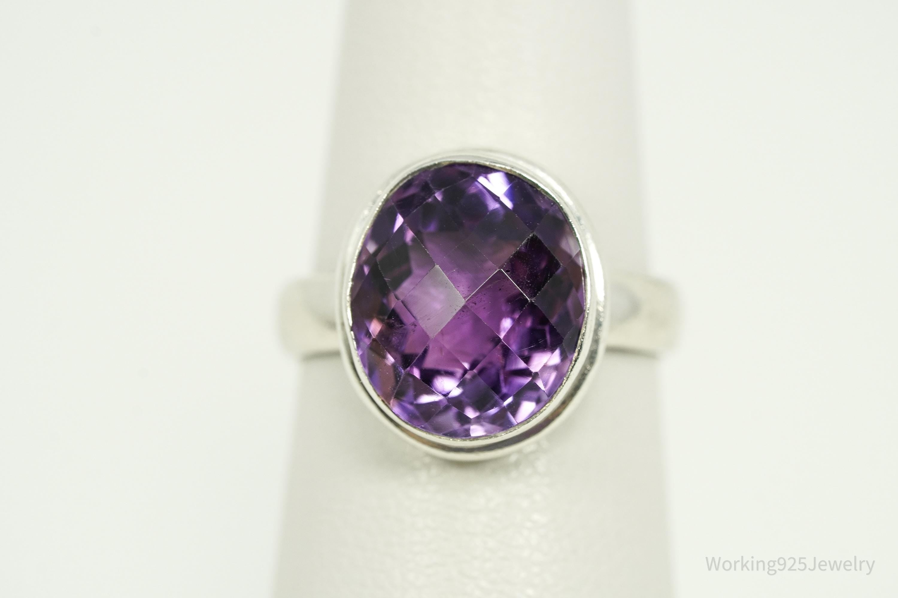 Vintage Amethyst Silver Ring - Size 6