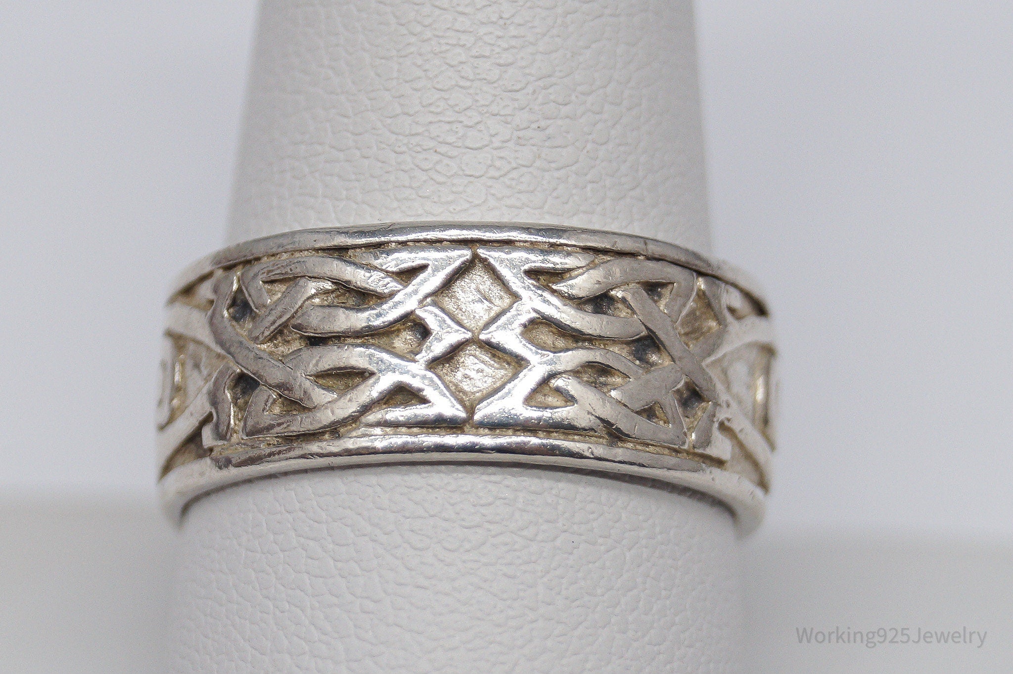Vintage Celtic Knots Sterling Silver Band Ring - Size 10.25