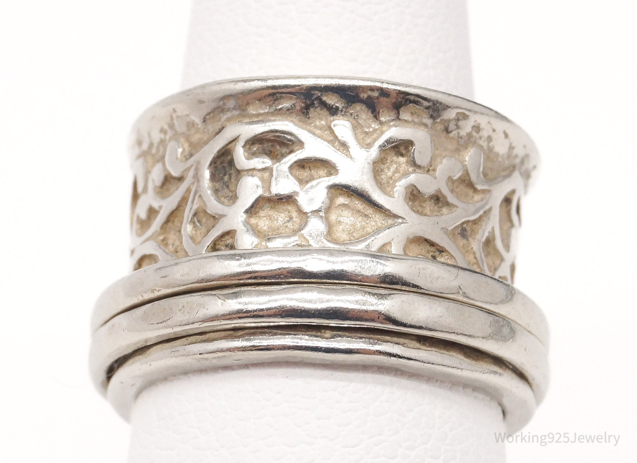 Vintage Shablool Didae Israel Sterling Silver Spinner Ring - Size 5.25