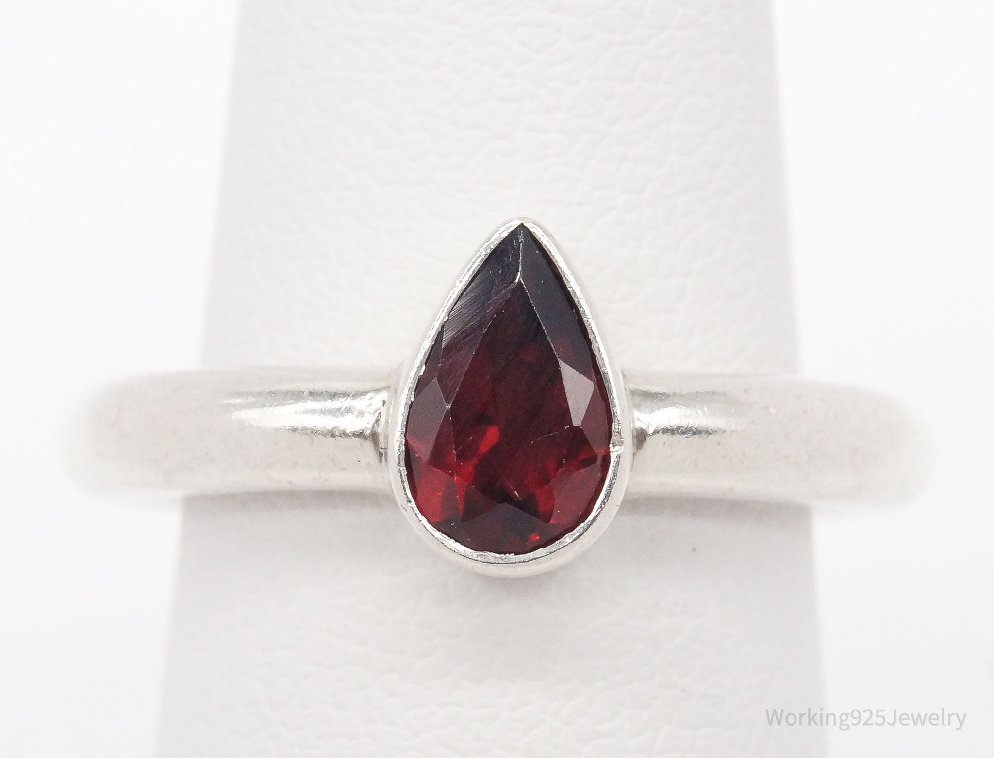 Vintage Garnet Sterling Silver Ring - Size 6