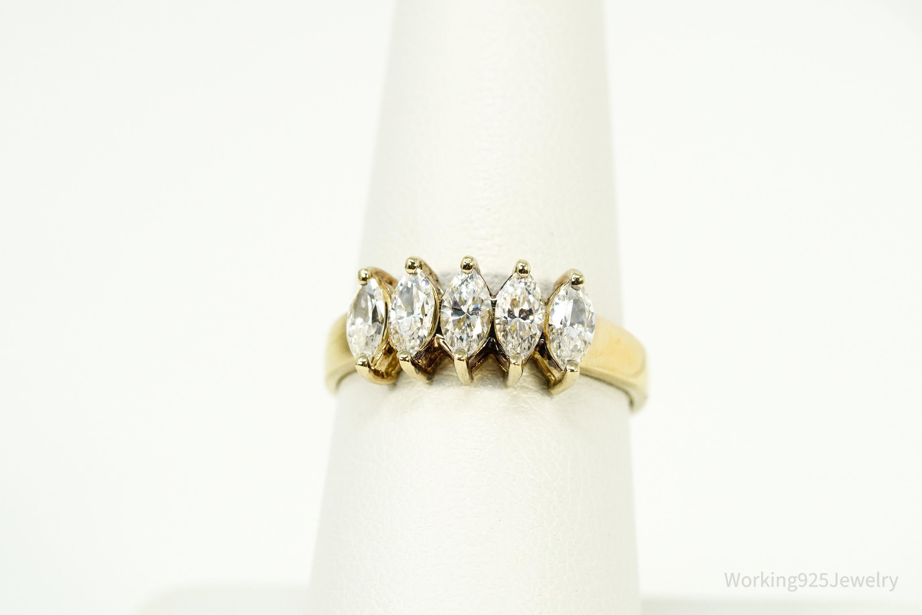 Vintage Diamonique Cubic Zirconia Gold Vermeil Sterling Silver Ring - Size 8.25