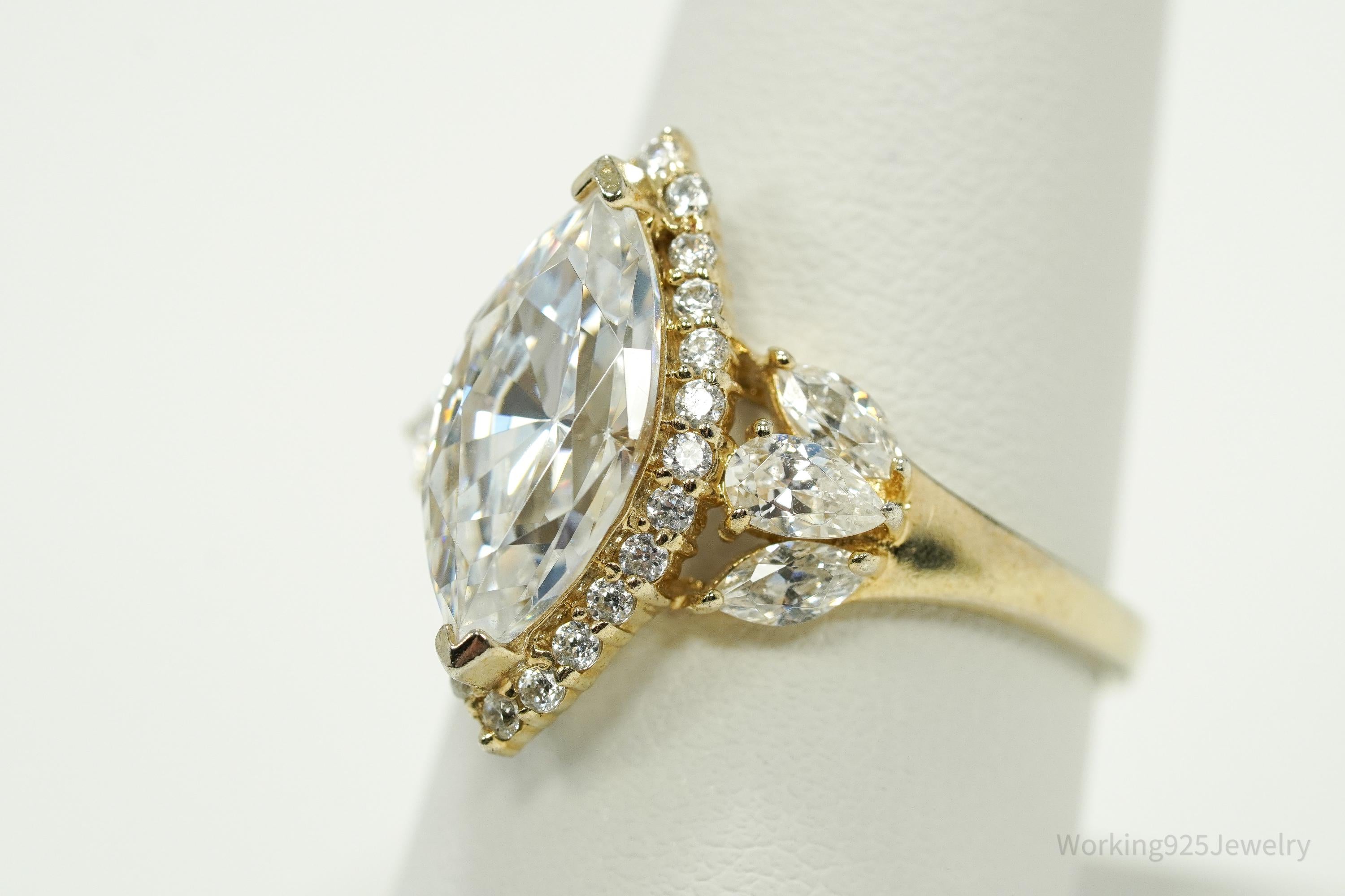 Designer Michael Valitutti Cubic Zirconia 14K Gold Over Sterling Silver Ring - Size 9