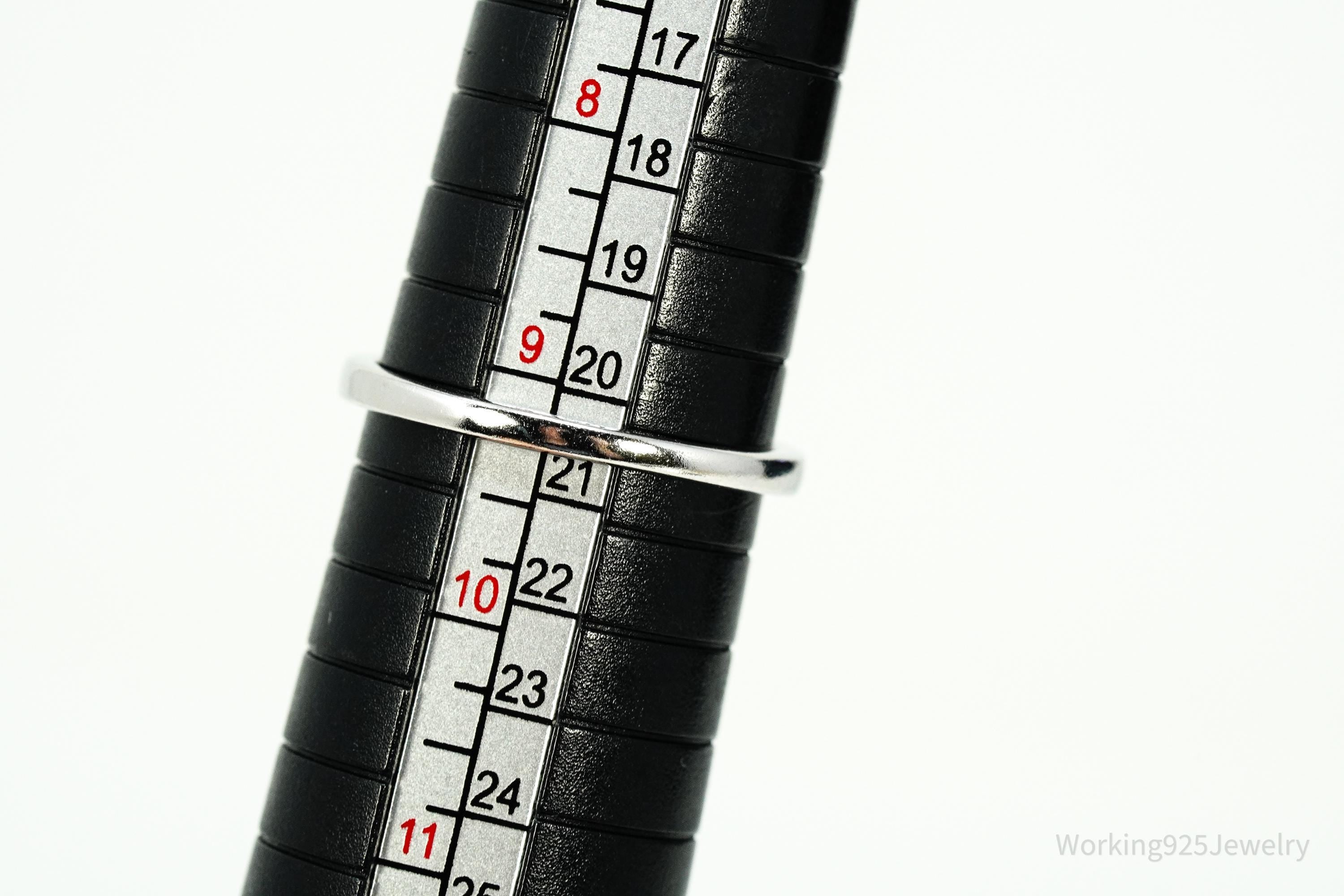 Vintage Cubic Zirconia Sterling Silver Band Ring - Size 9.25