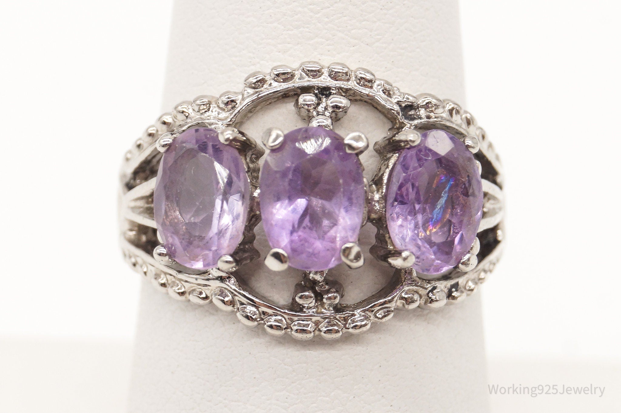 Vintage Seta Amethyst Sterling Silver Ring - Size 7.25