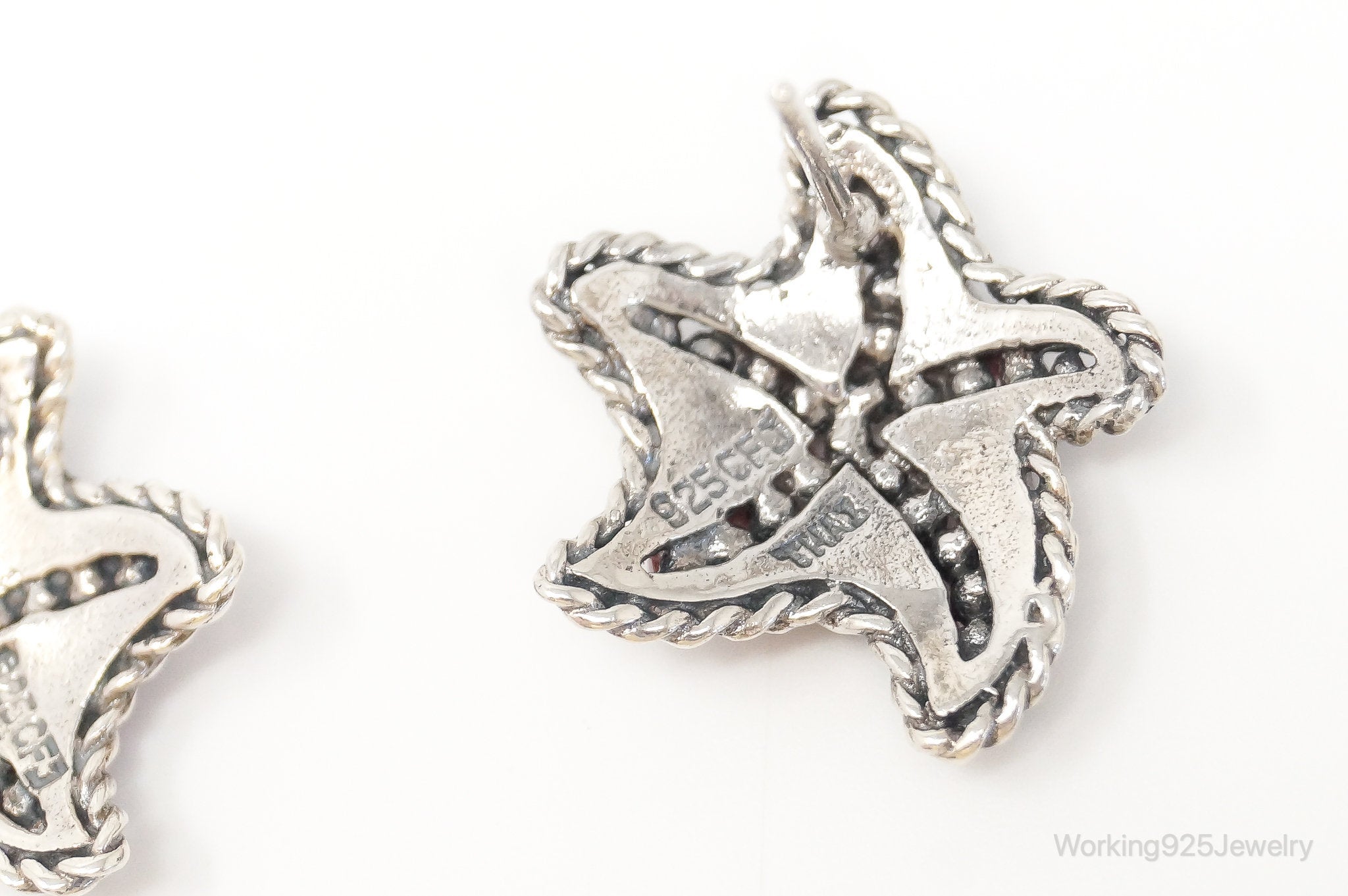 Designer CFJ Pink Mother Of Pearl Starfish Sterling Silver Earrings