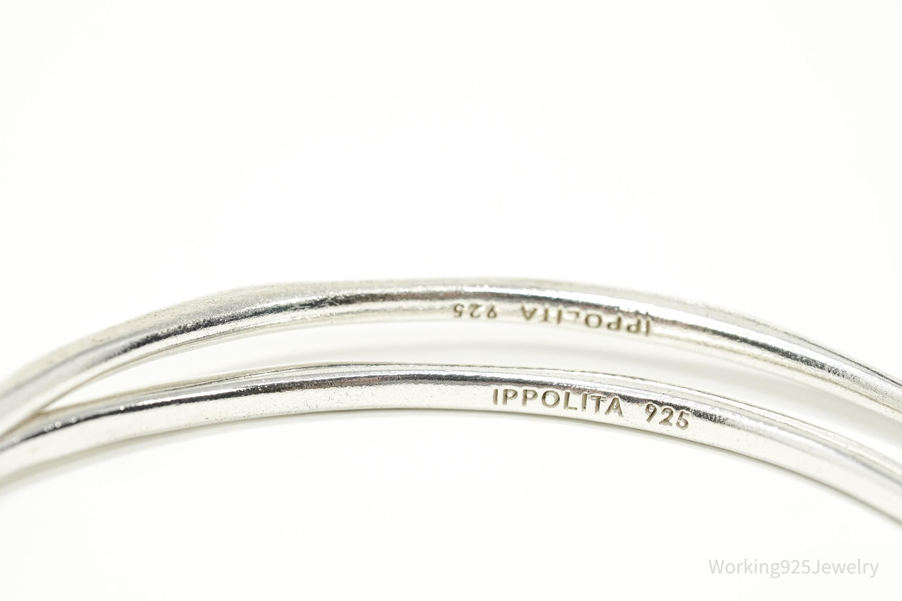 Vintage Designer Ippolita Sterling Silver Bangle Stacker Bracelets Set 7.75"