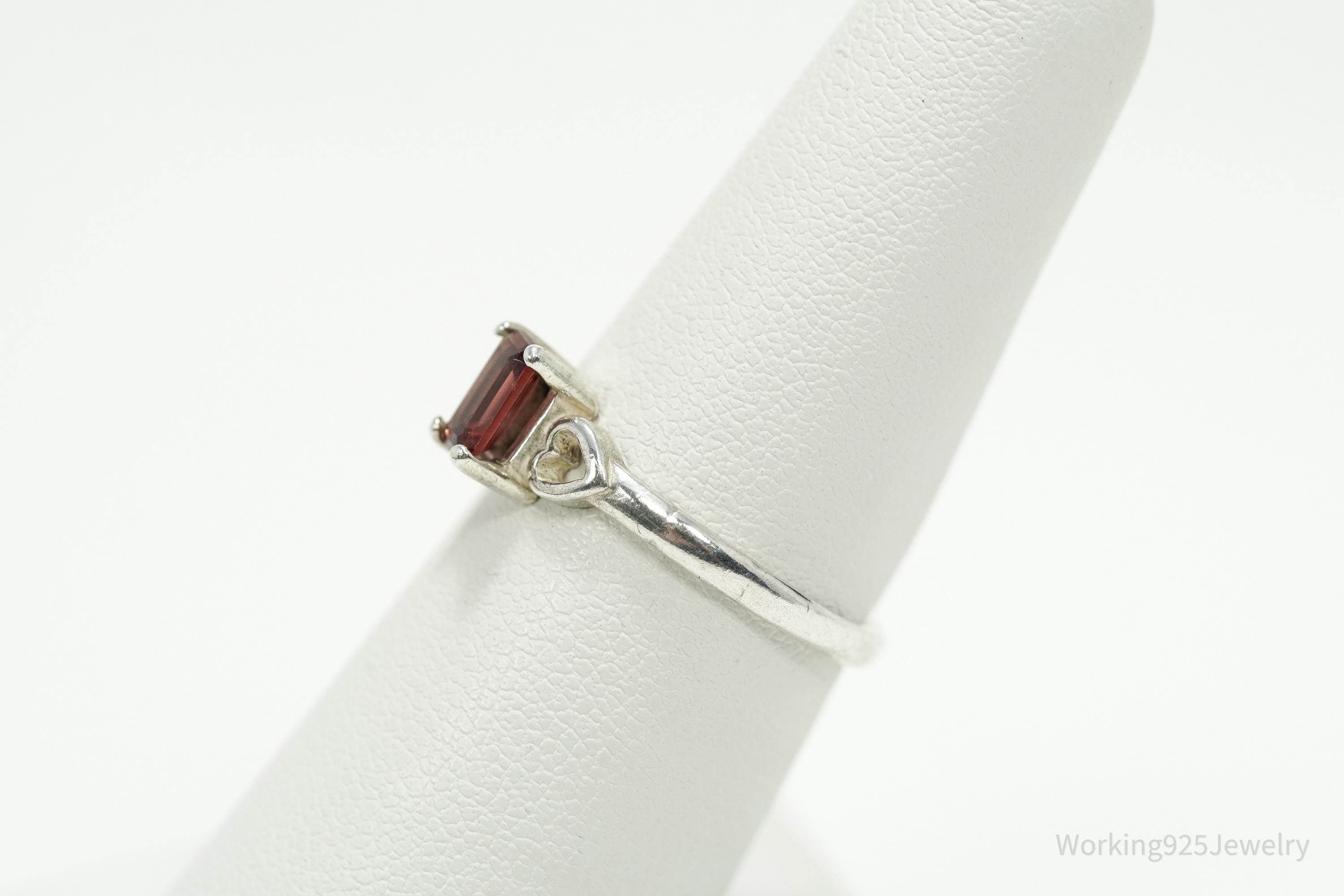 Vintage Garnet Sterling Silver Ring - Size 6.5