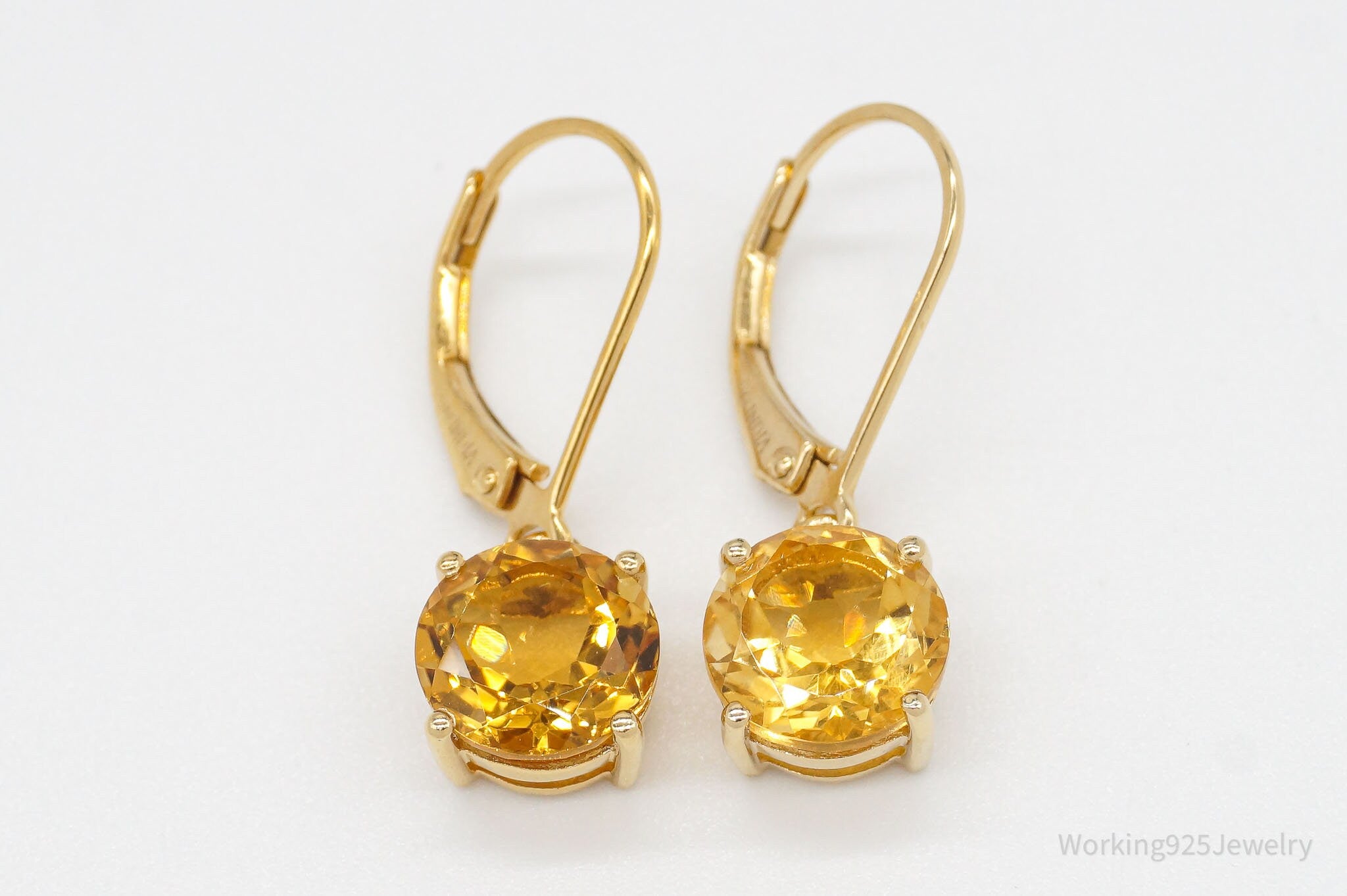 Vintage Citrine Yellow Gold Vermeil Over Sterling Silver Earrings