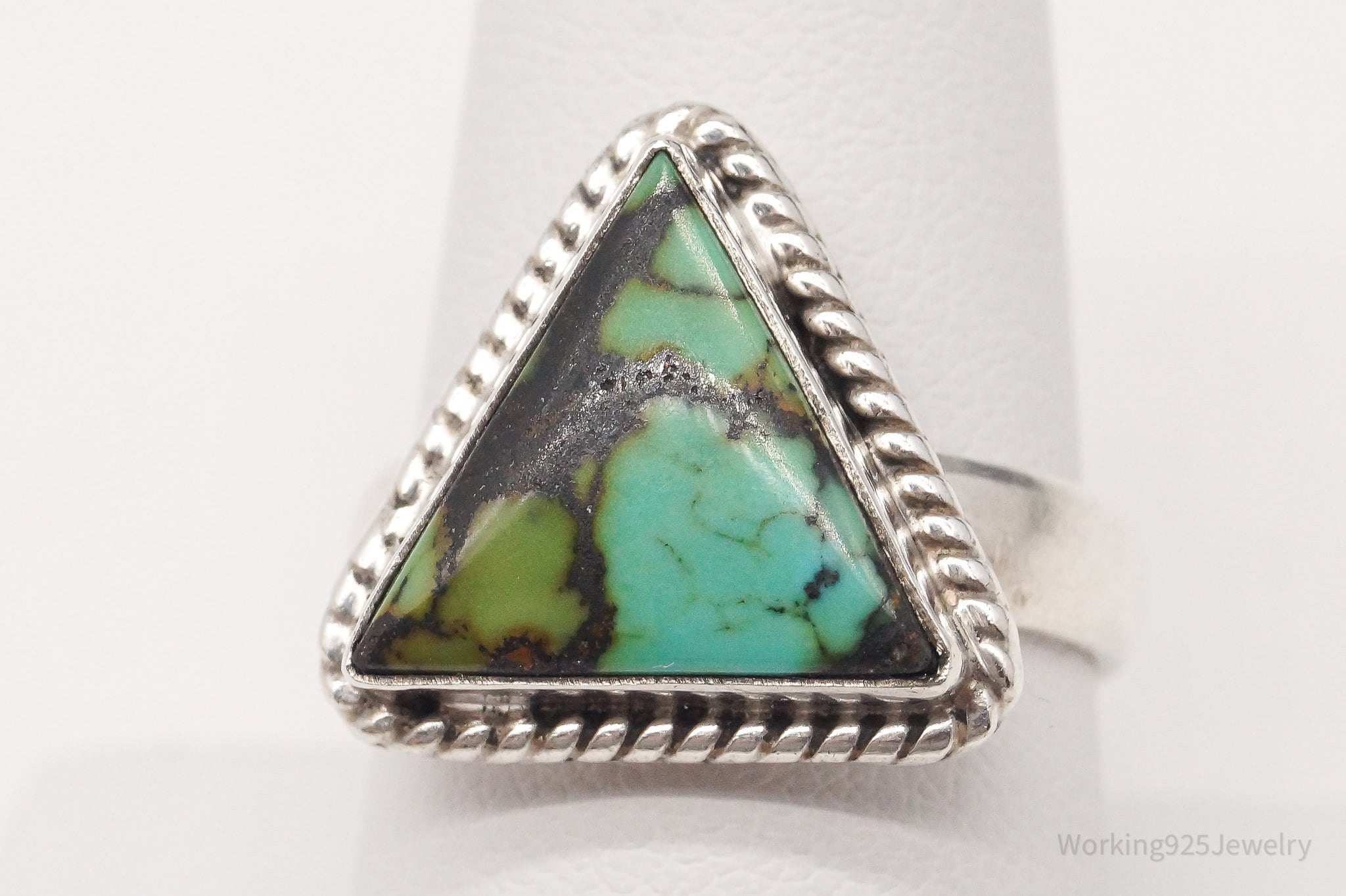 Vintage Native American Unsigned Turquoise Sterling Silver Ring - Size 8.75