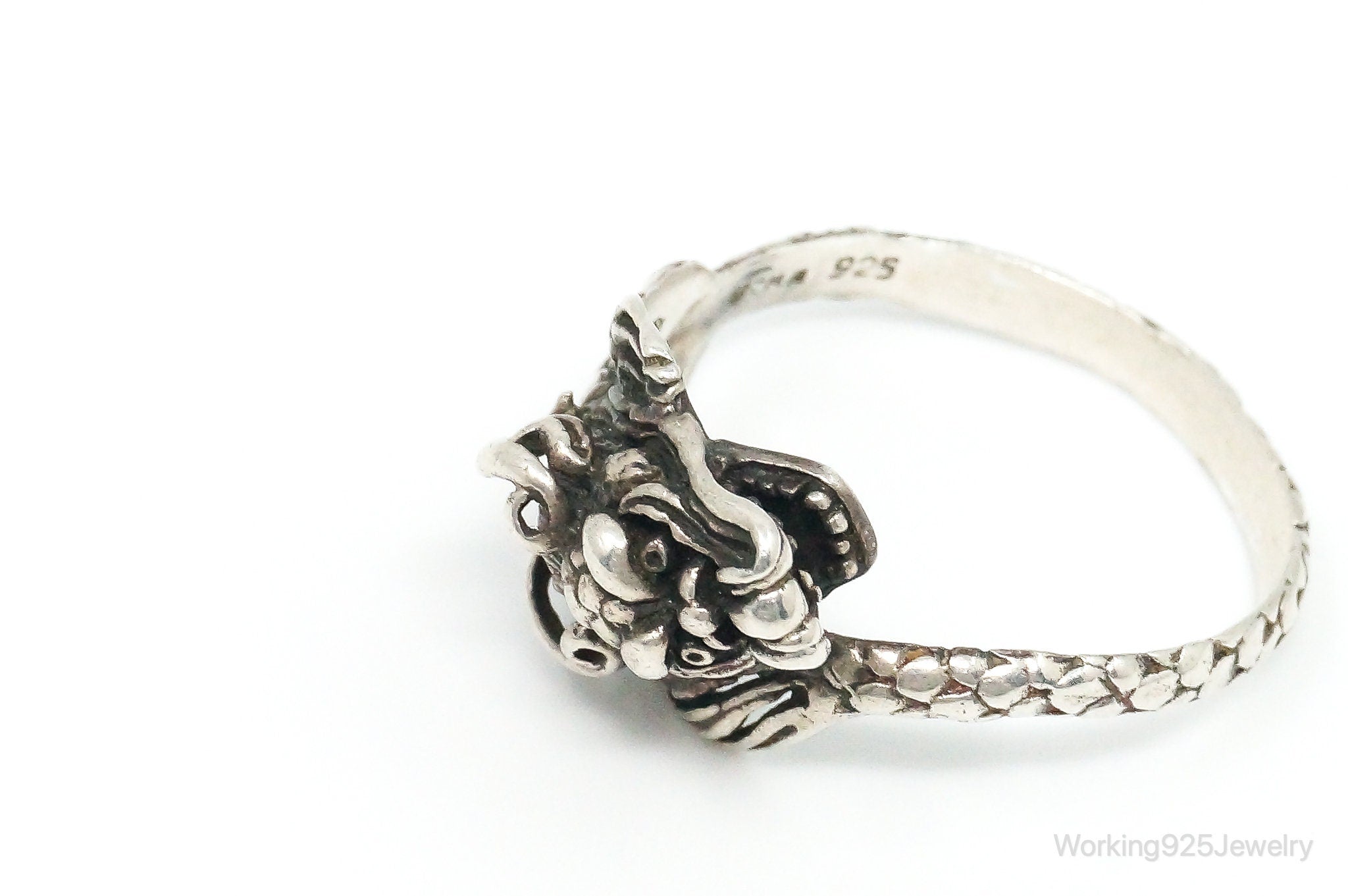 Vintage Unique Chinese Dragon Sterling Silver Ring Size 12