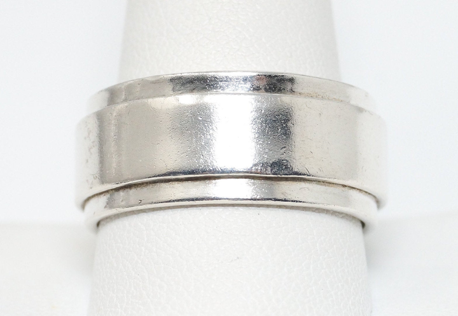 Vintage Mexico Sterling Silver Modern Band Ring - Size 11.75