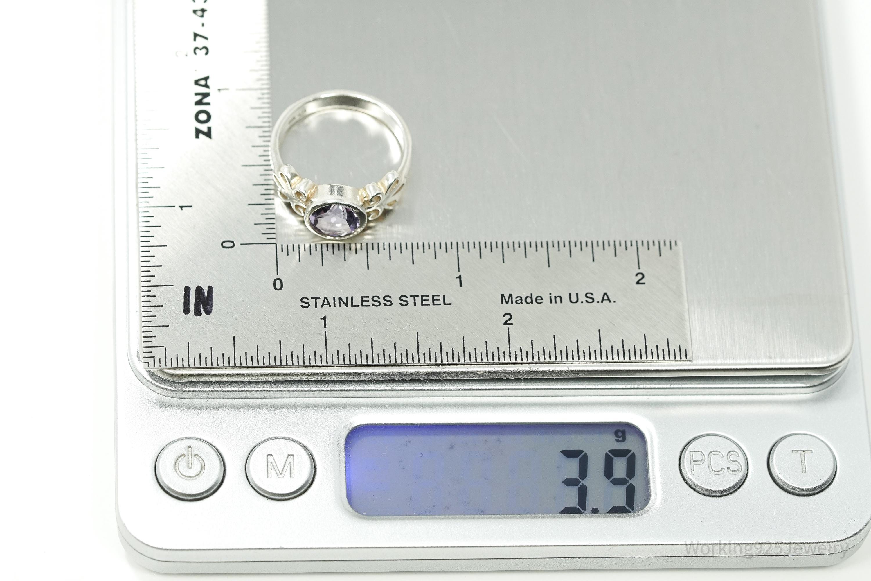 Vintage Purple Amethyst Sterling Silver Ring - Size 7.25