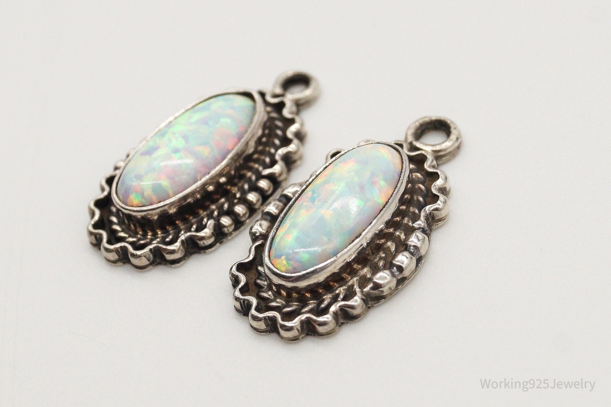 Vintage Native American RB Opal Sterling Silver Earring Jackets