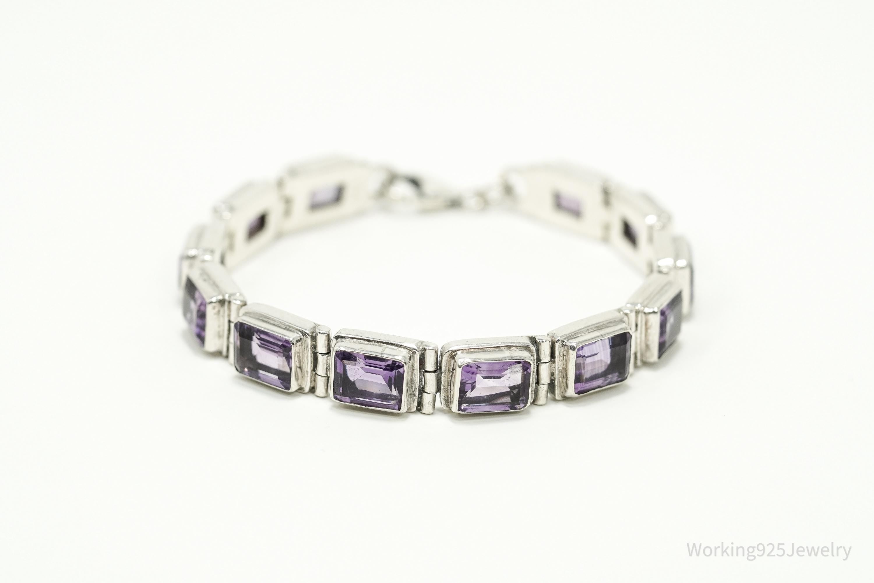 Vintage Purple Amethyst Sterling Silver Bracelet - 7 3/8"