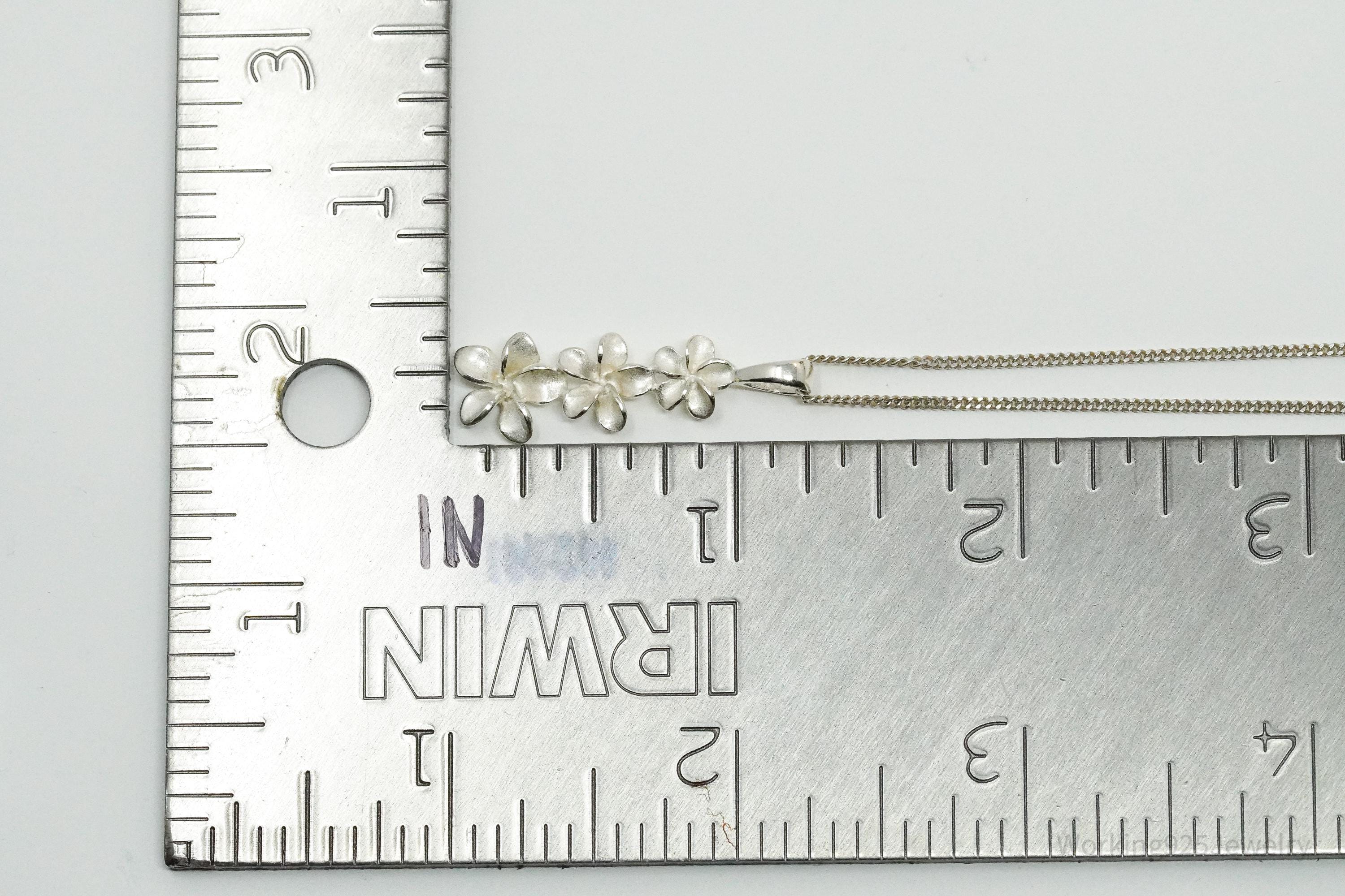 Vintage Sterling Silver Stacked Flowers Necklace 16"