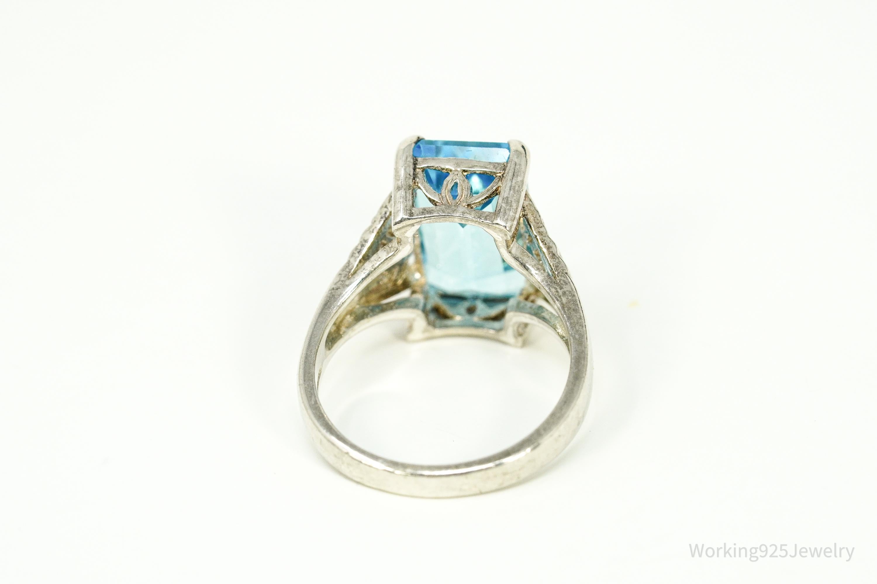 Vintage Blue Topaz Sterling Silver Ring - Size 6