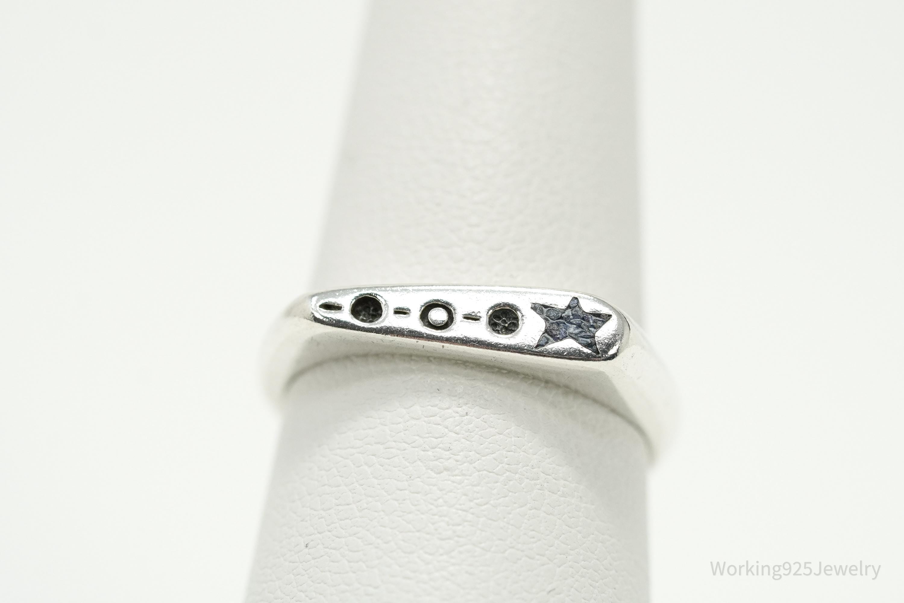 Vintage Native Carolyn Pollack Lapis Lazuli Inlay Sterling Silver Ring Size 8