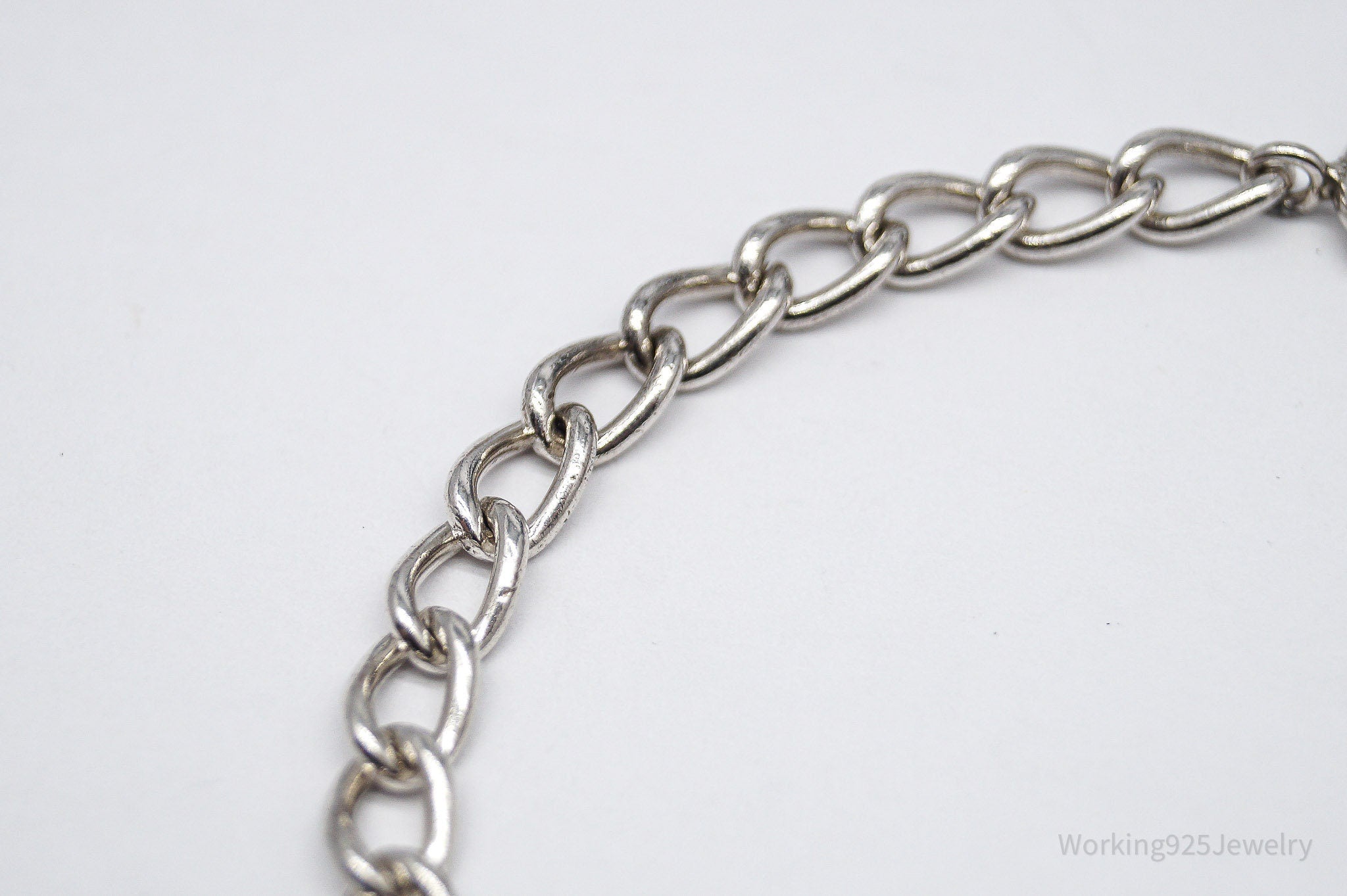 Antique Silver Chain Link Bracelet 7 1/8"